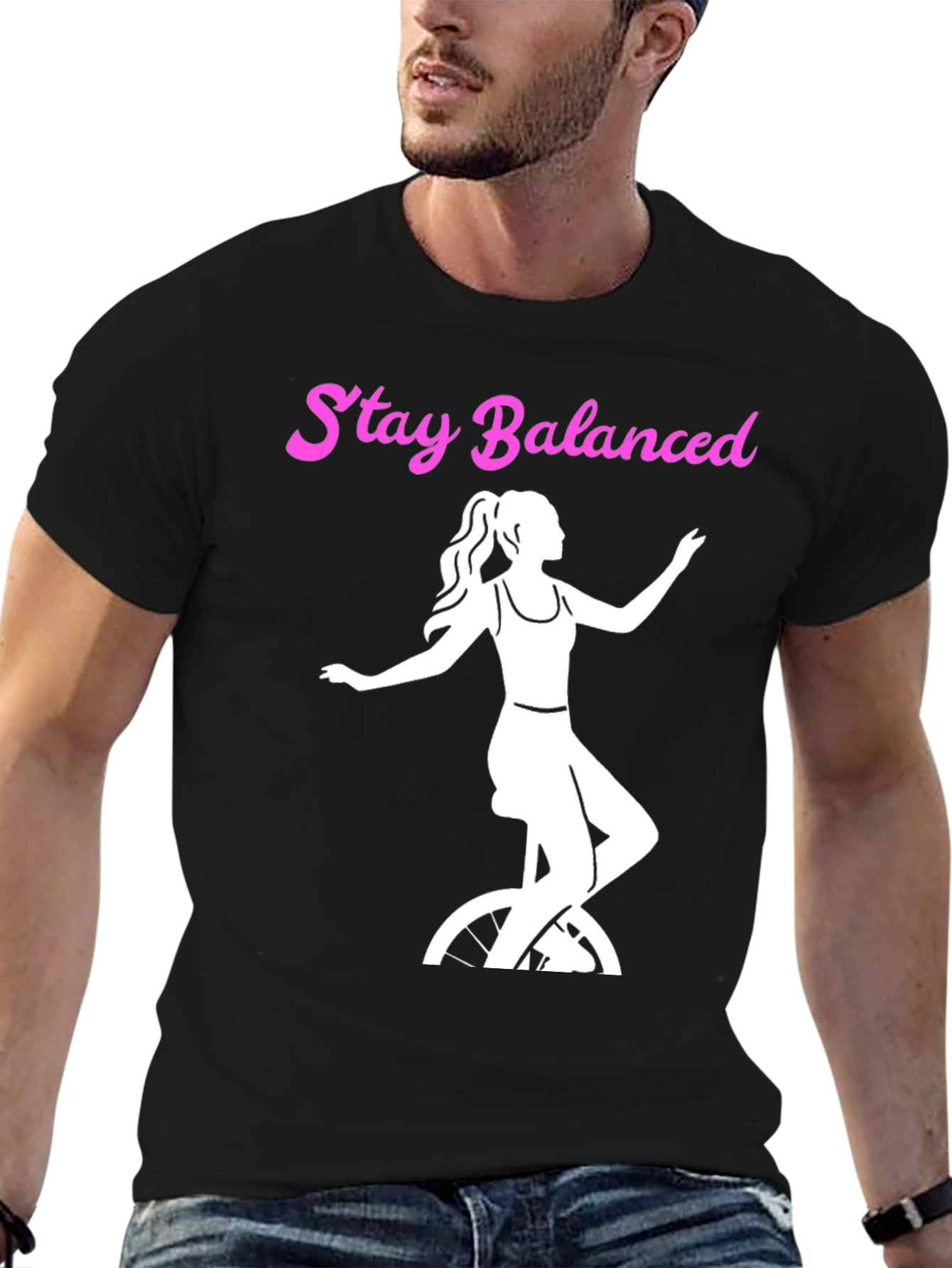 Stay Balanced Graphic Tee - Unicycle Design