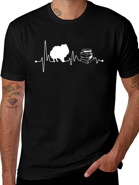 Dog & Books Heartbeat T-Shirt