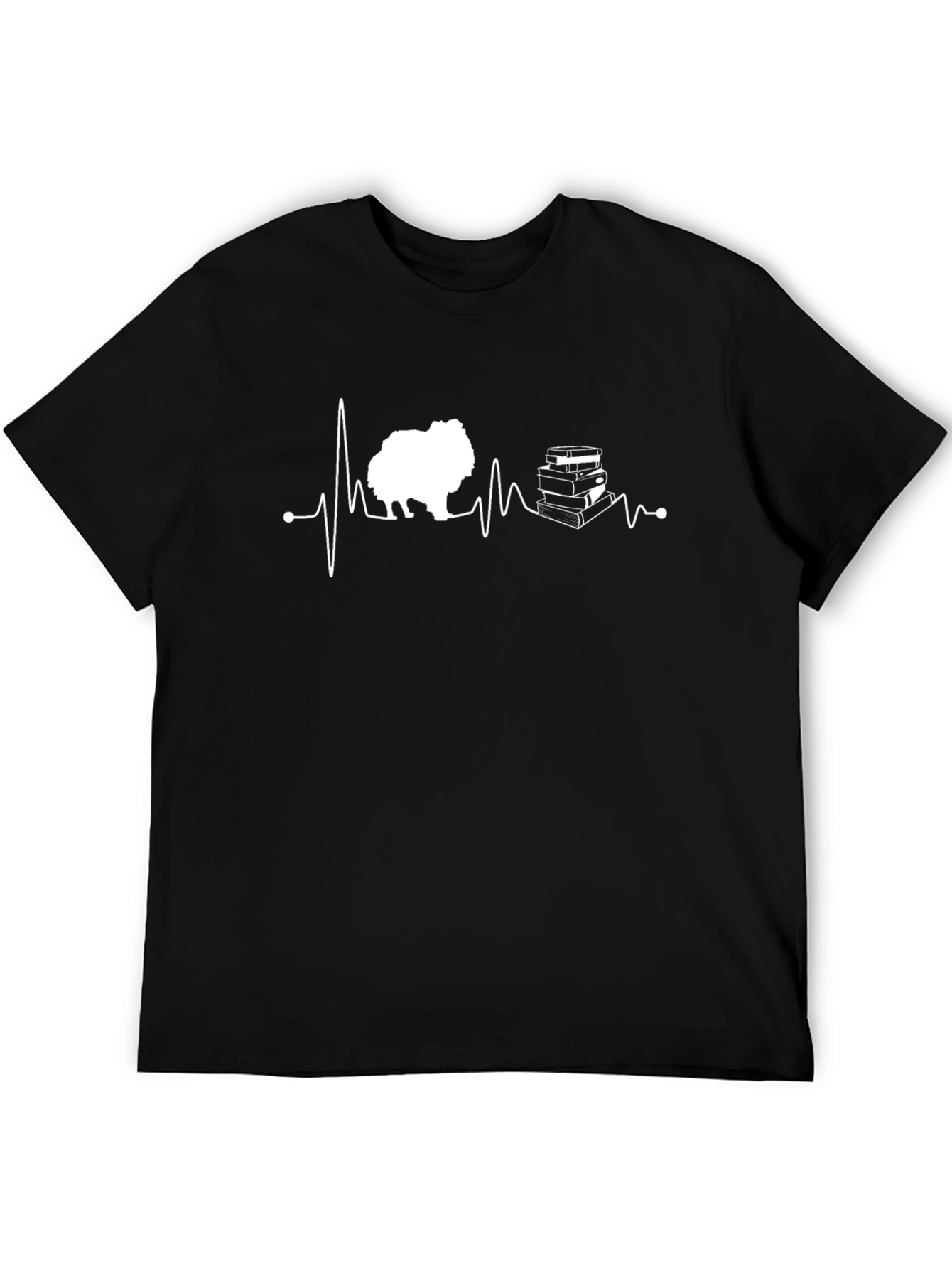 Dog & Books Heartbeat T-Shirt