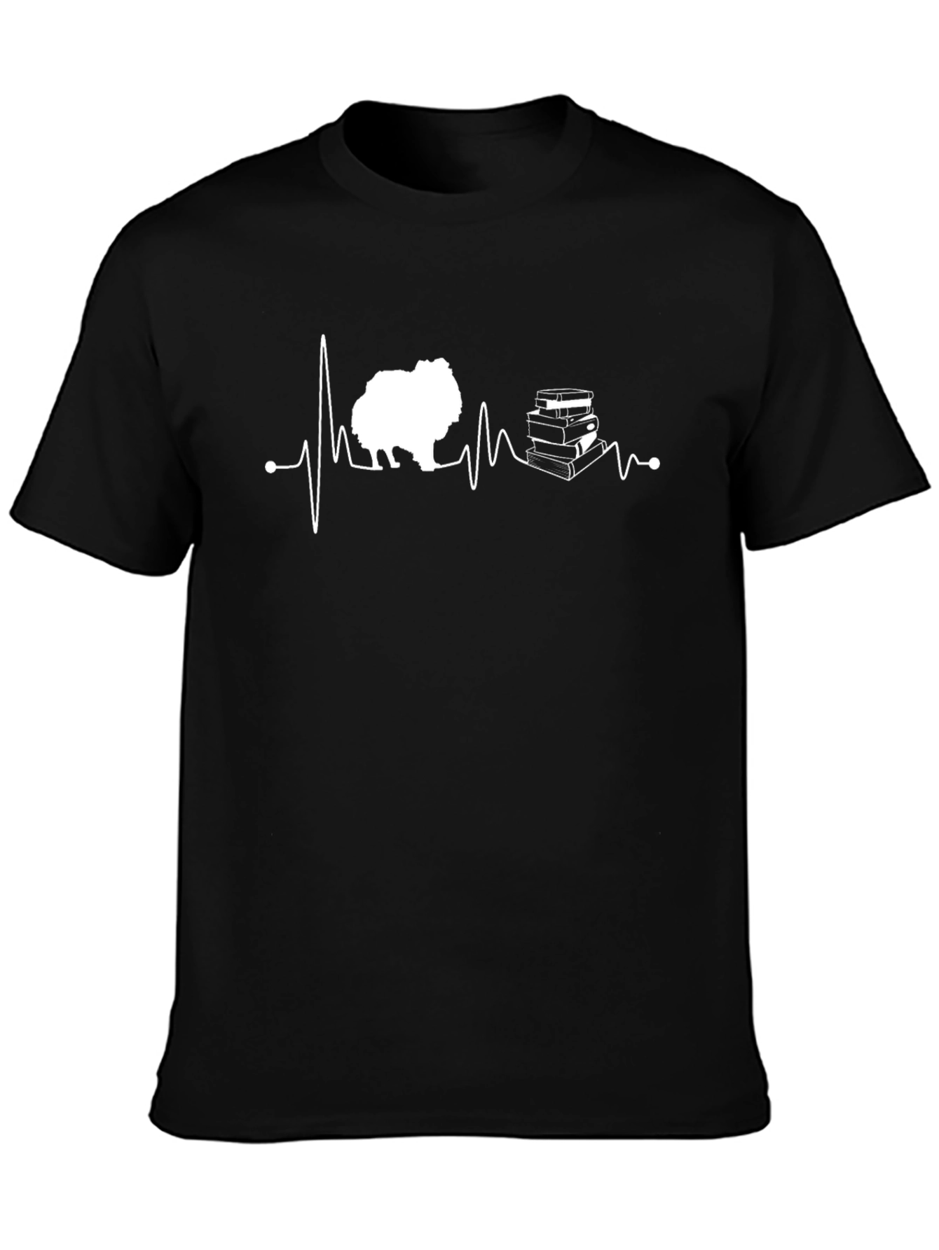 Dog & Books Heartbeat T-Shirt