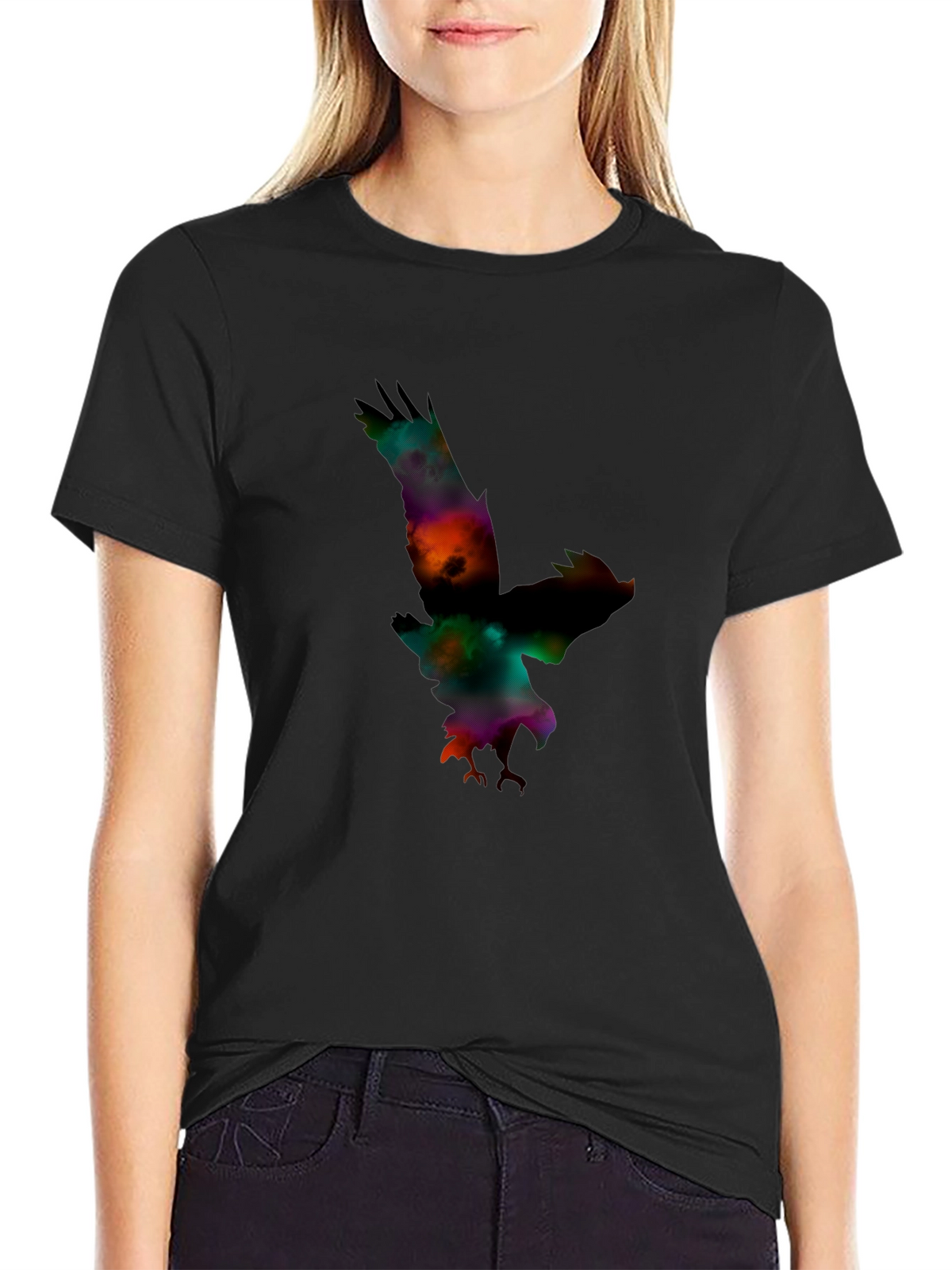 Mens Black Eagle Graphic Print T-Shirt
