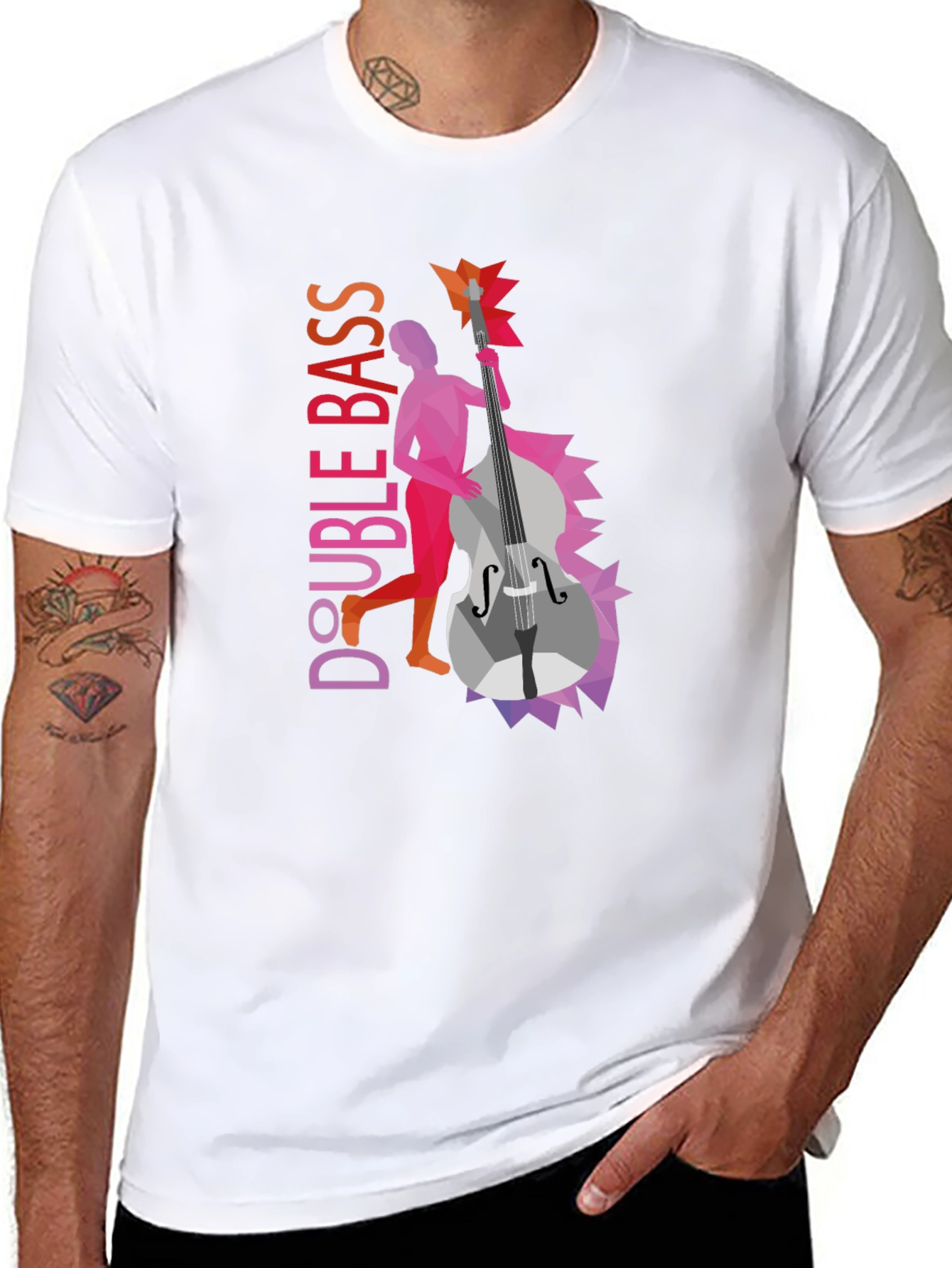 Double Bass Graphic Tee - Unique Musical Design