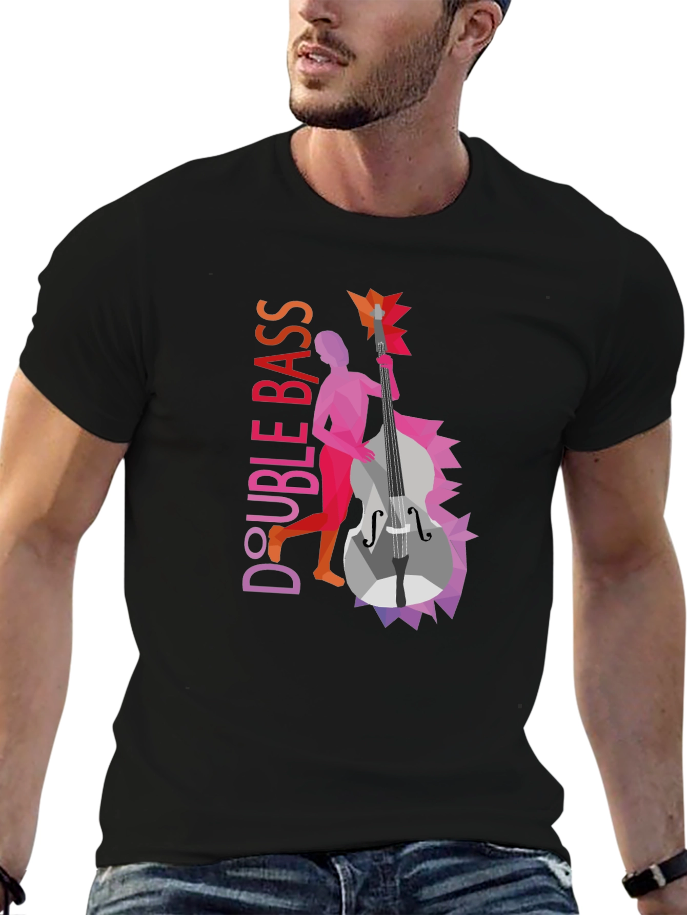 Double Bass Graphic Tee - Unique Musical Design