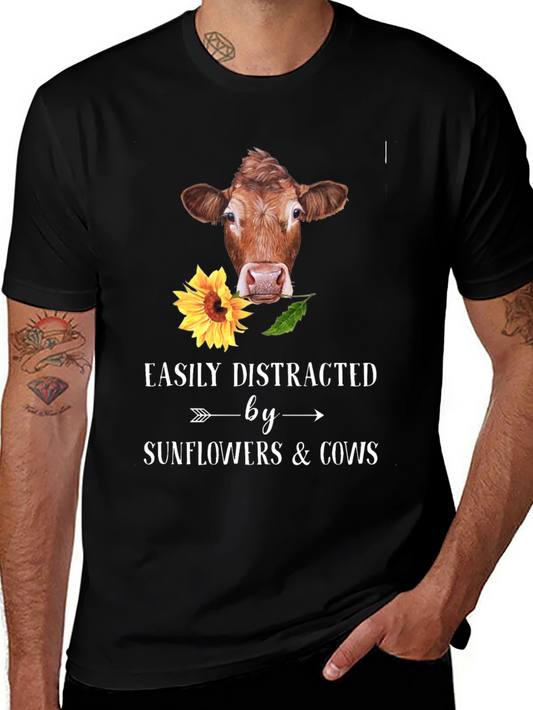 Easily Distracted By Cows & Sunflowers T-Shirt
