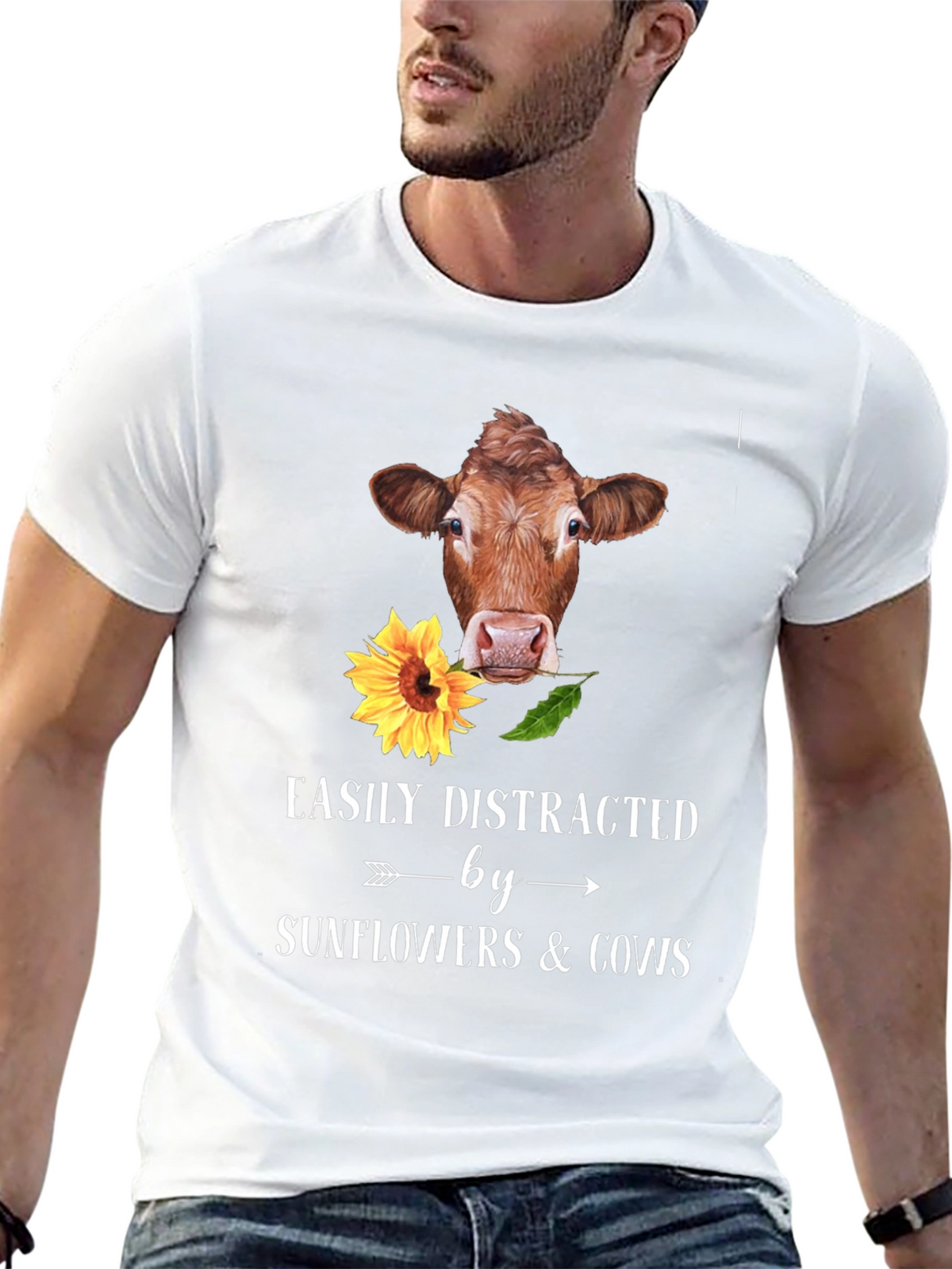 Easily Distracted By Cows & Sunflowers T-Shirt
