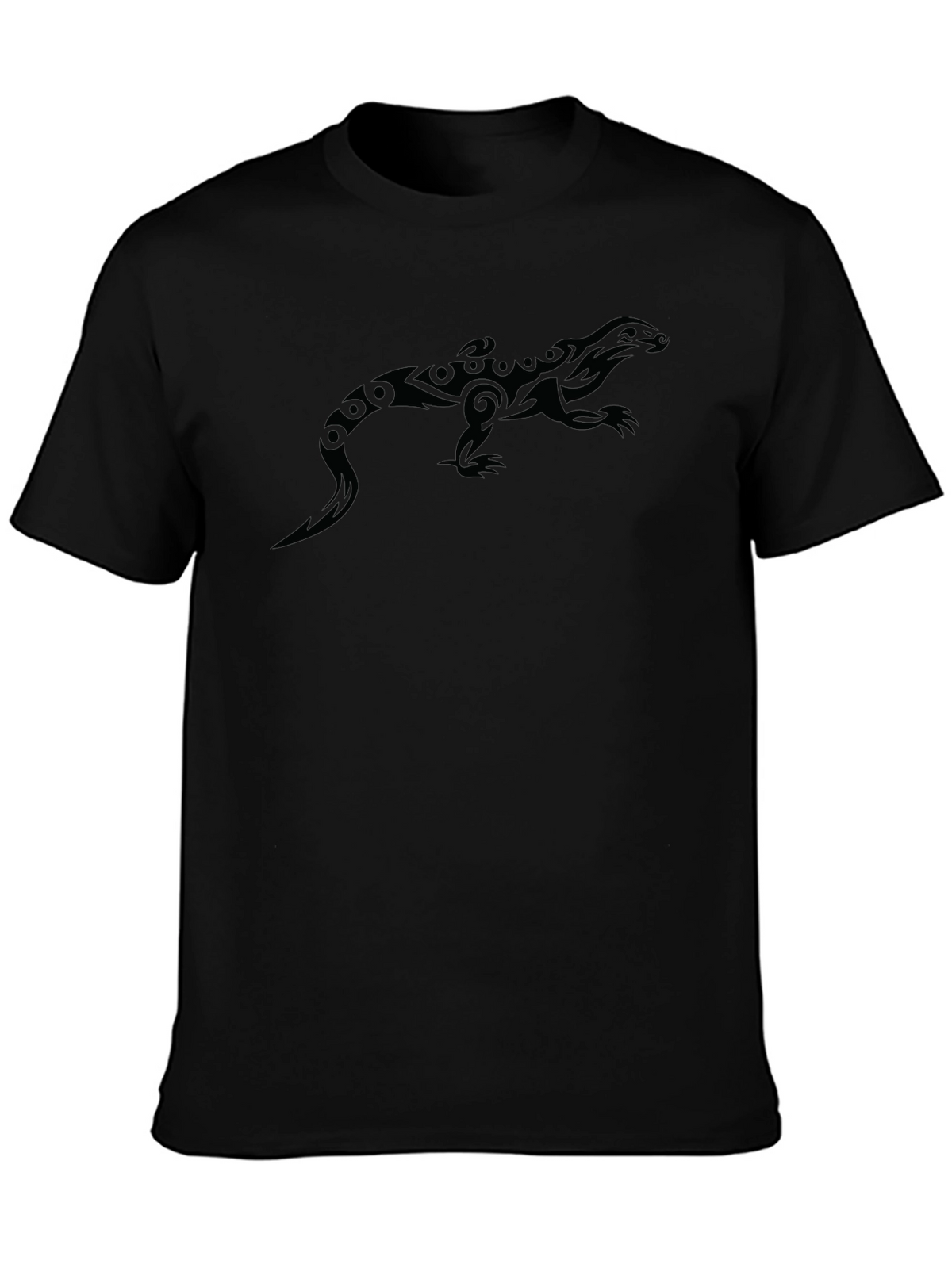 Cool Tribal Lizard Graphic Black T-Shirt