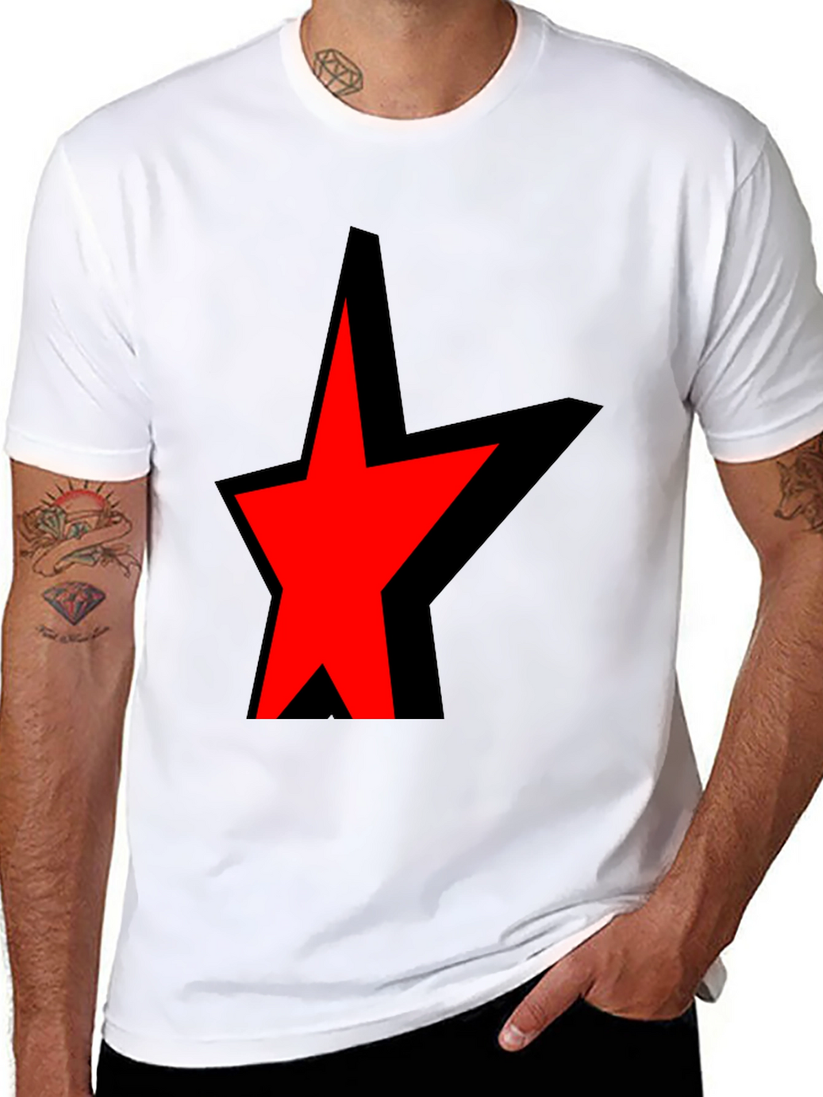 Bold Star Graphic Tee - Black Cotton Blend