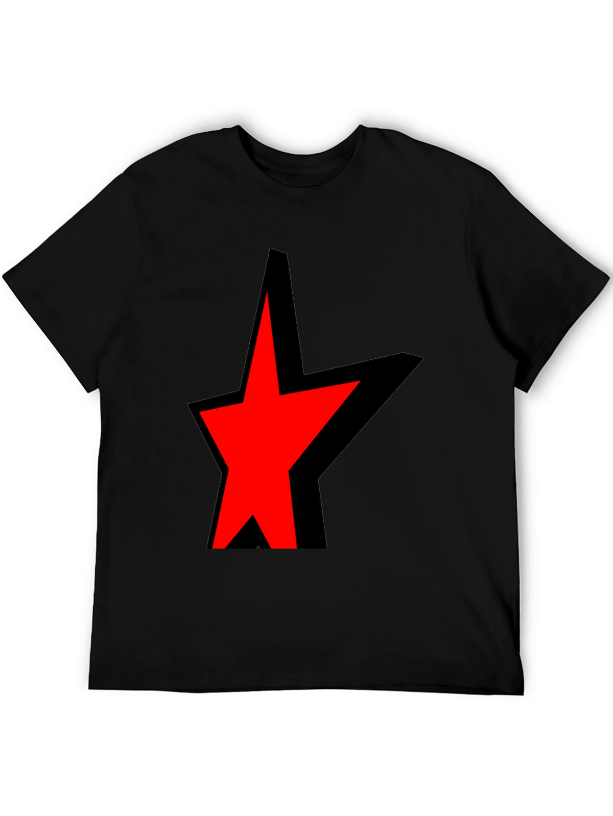 Bold Star Graphic Tee - Black Cotton Blend