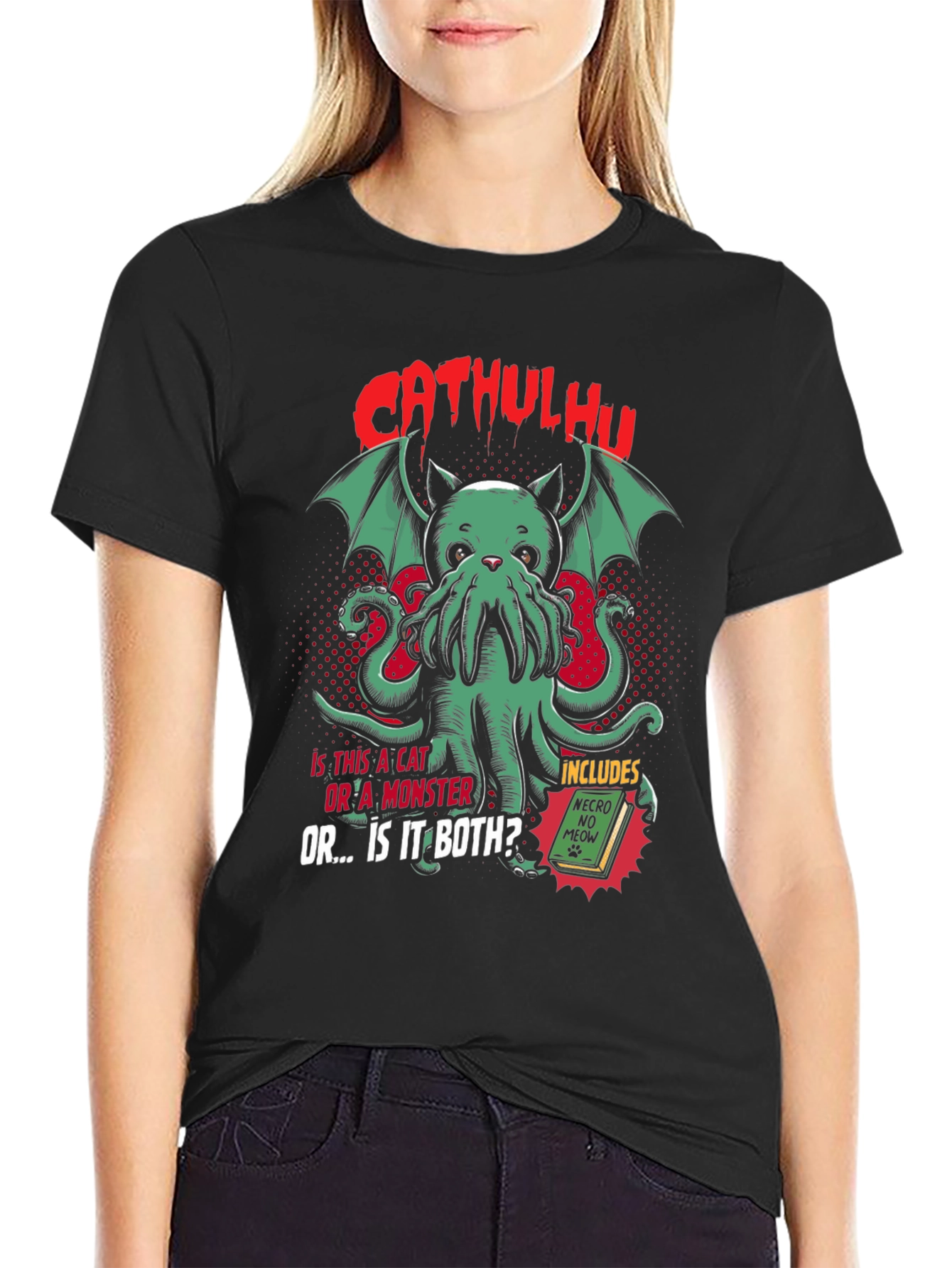 CATHULHU Graphic T-Shirt - Cat Monster Design