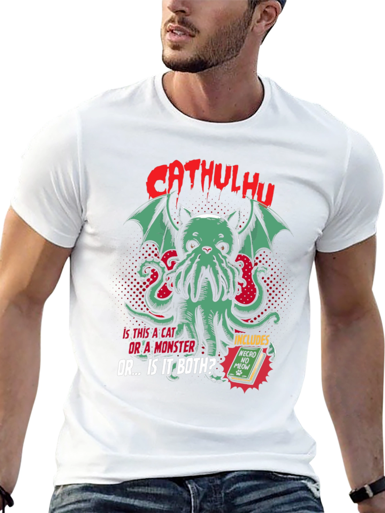 CATHULHU Graphic T-Shirt - Cat Monster Design