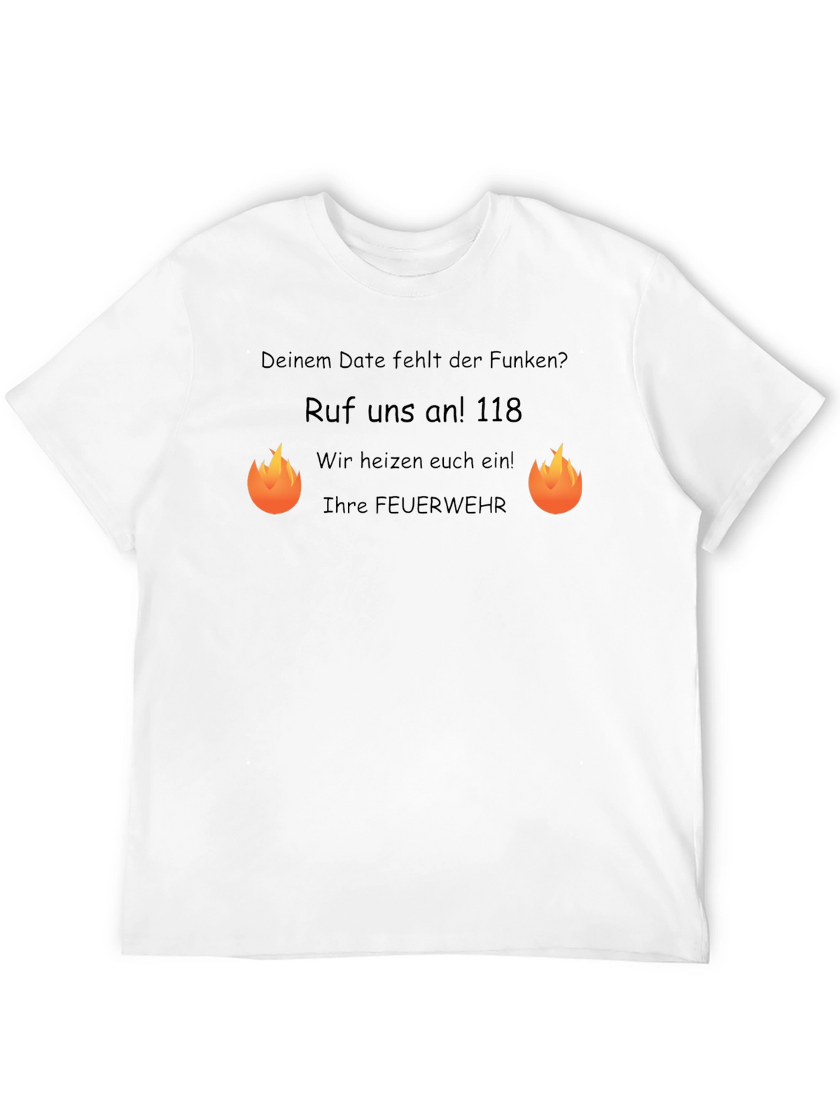 Funny Firefighter T-Shirt: Lack of Spark? Call 118!