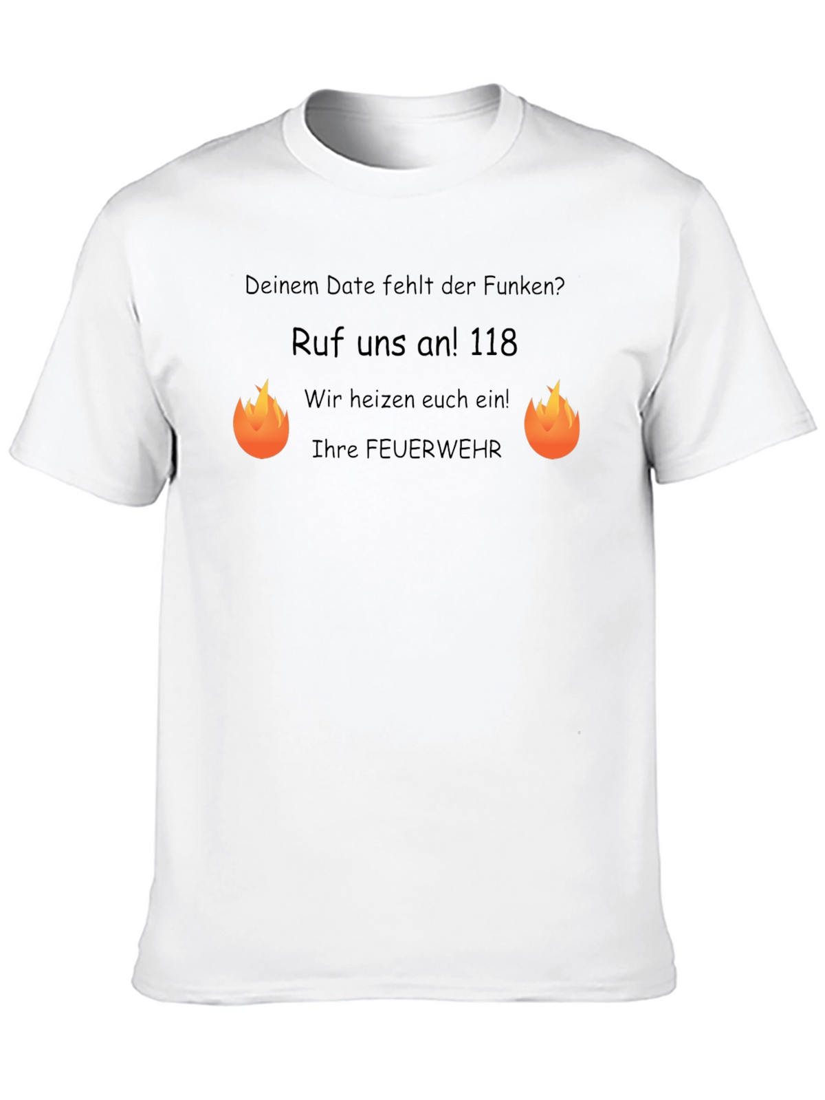 Funny Firefighter T-Shirt: Lack of Spark? Call 118!