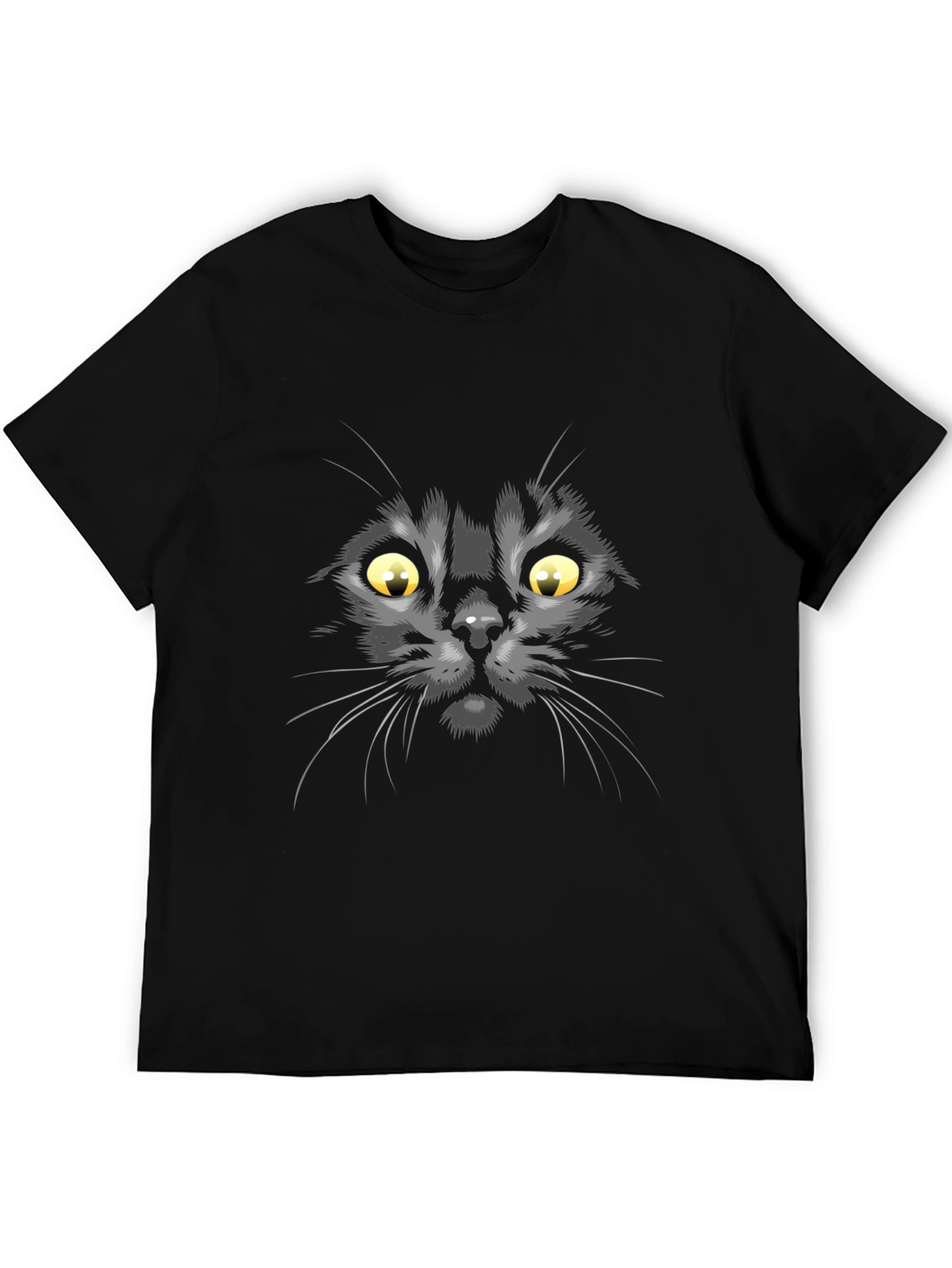Black Cat Face Graphic T-Shirt