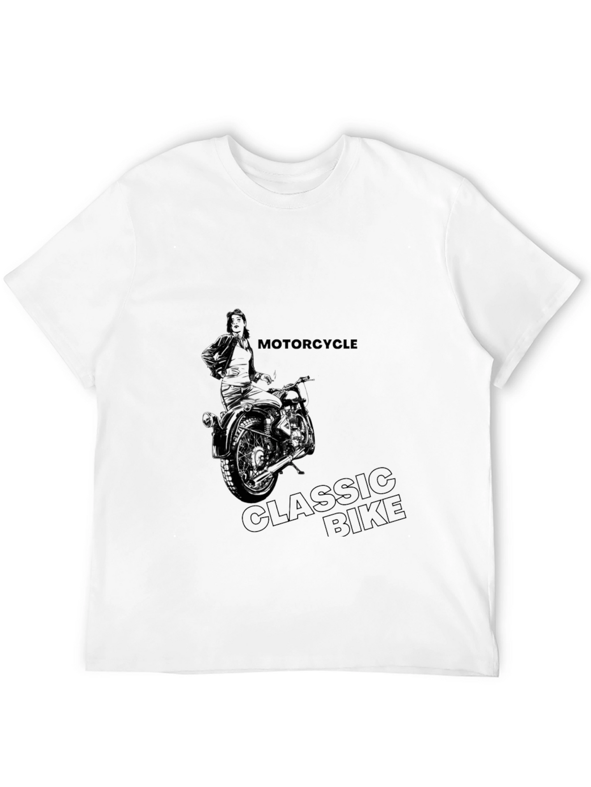 Motorcycle Classic Bike Graphic Tee - Black