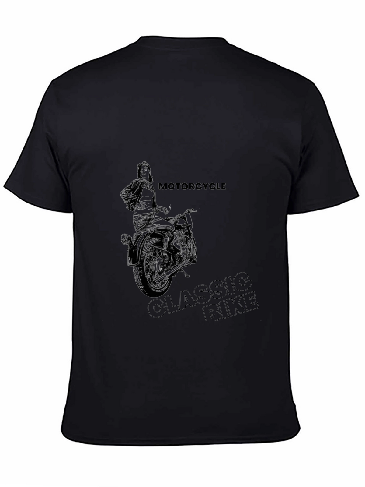 Motorcycle Classic Bike Graphic Tee - Black