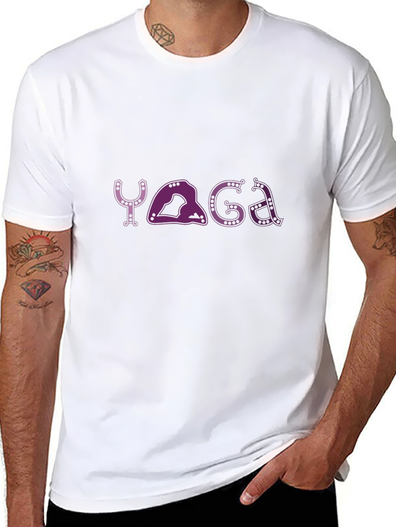 Yoga Pose Graphic Tee - Black Relaxed Fit