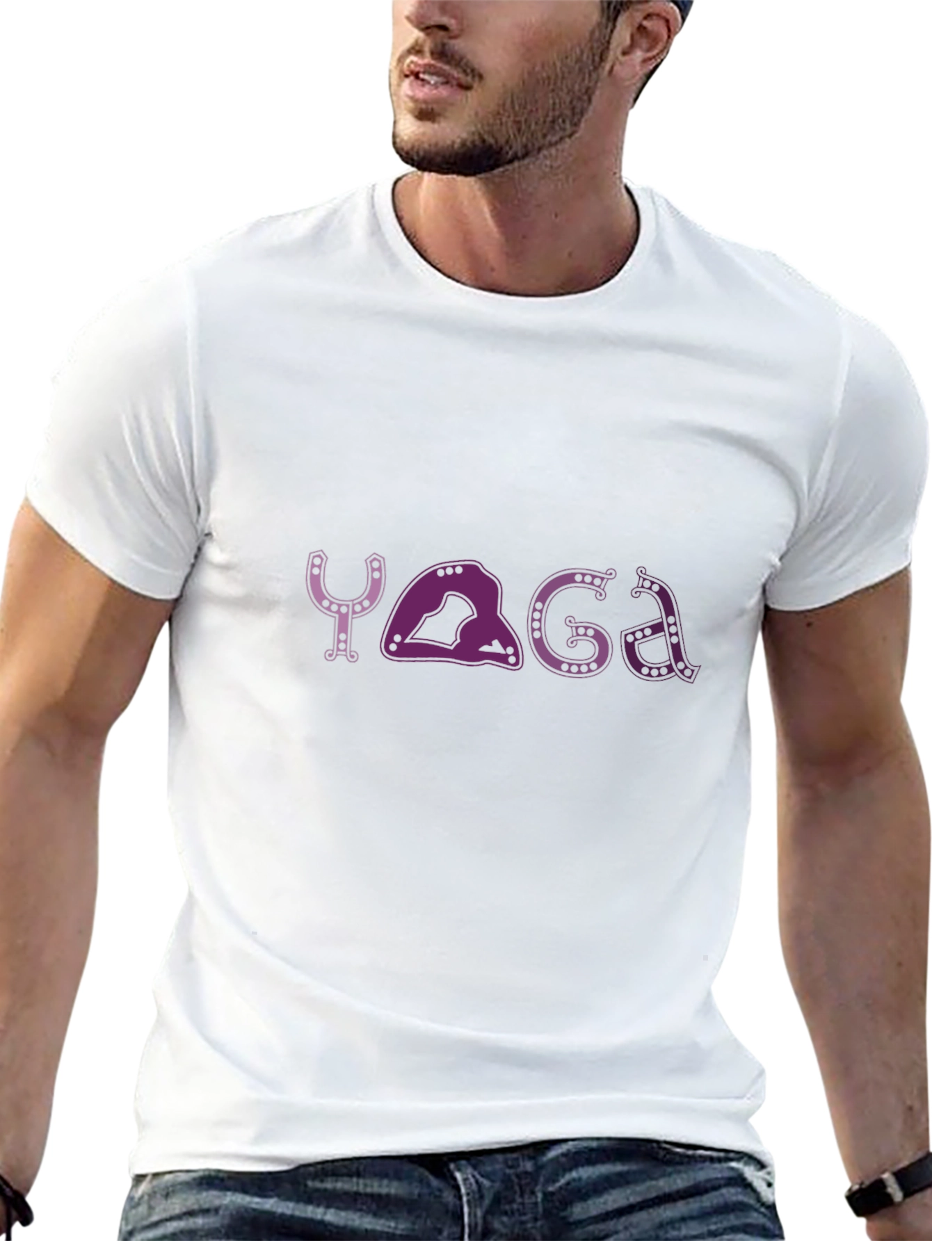 Yoga Pose Graphic Tee - Black Relaxed Fit