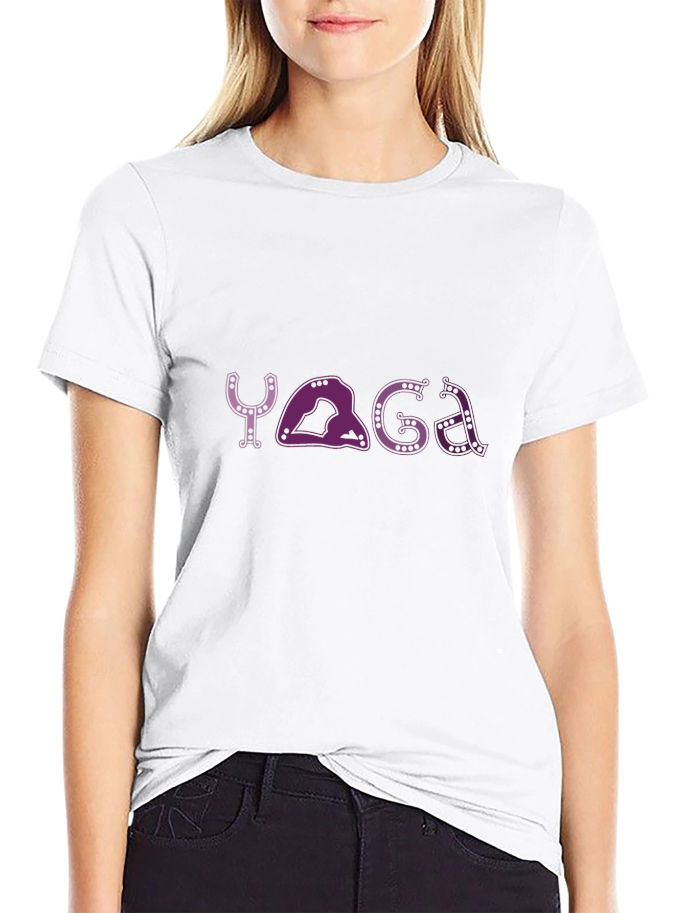 Yoga Pose Graphic Tee - Black Relaxed Fit