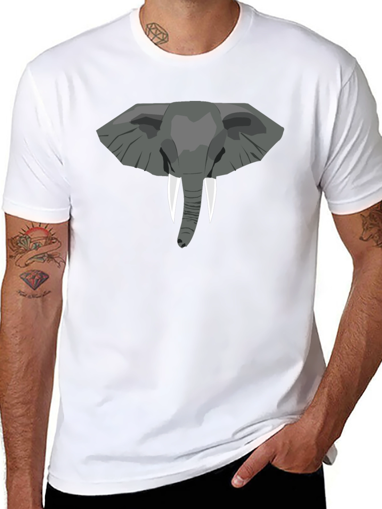 Elephant Graphic Tee - Black Cotton T-Shirt