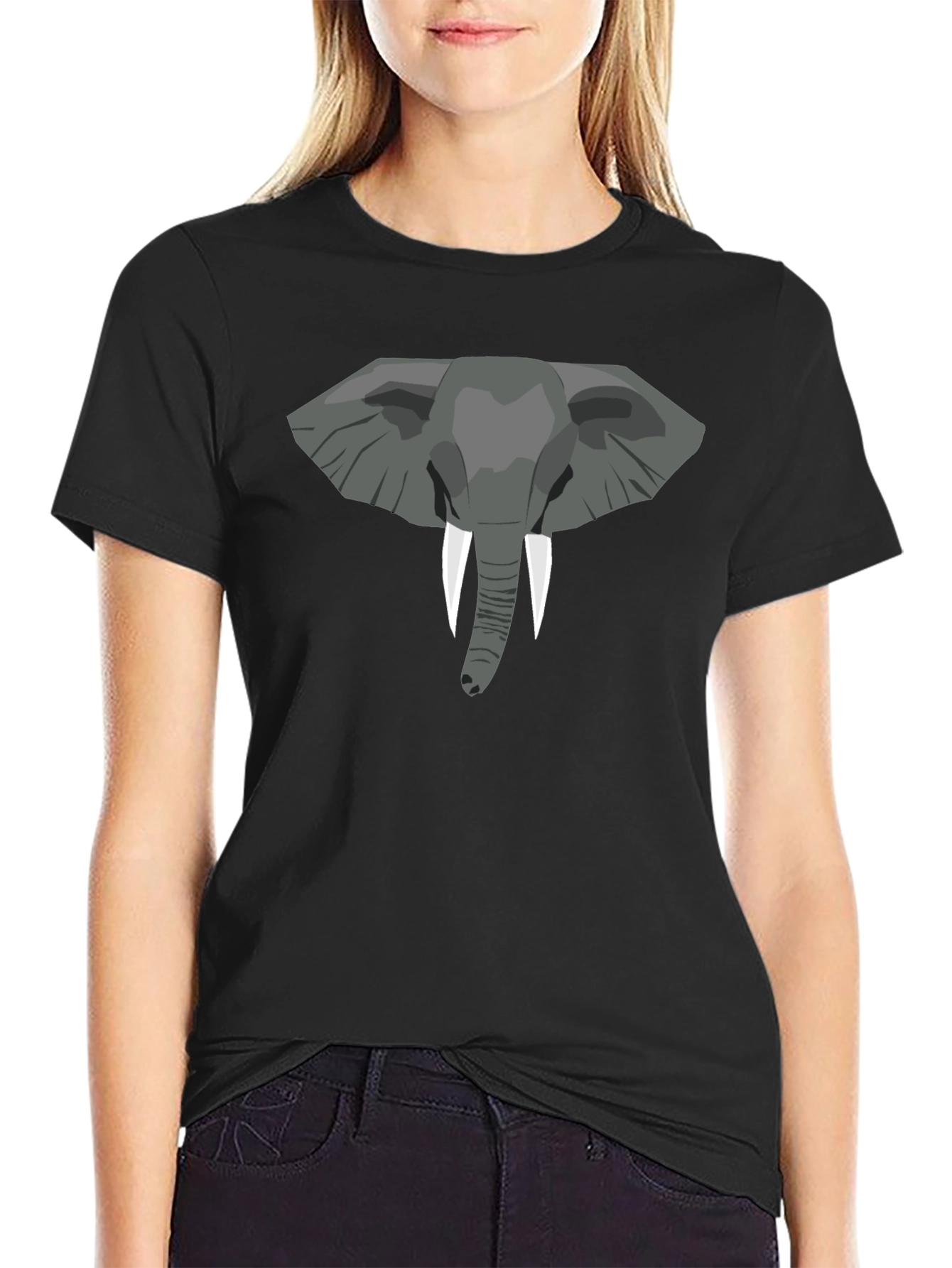 Elephant Graphic Tee - Black Cotton T-Shirt