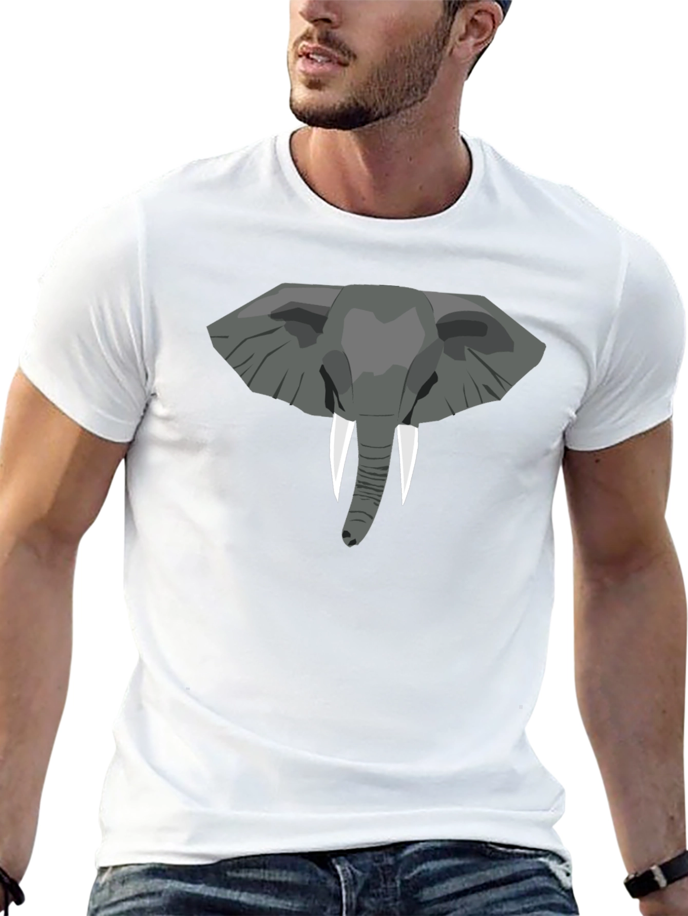 Elephant Graphic Tee - Black Cotton T-Shirt