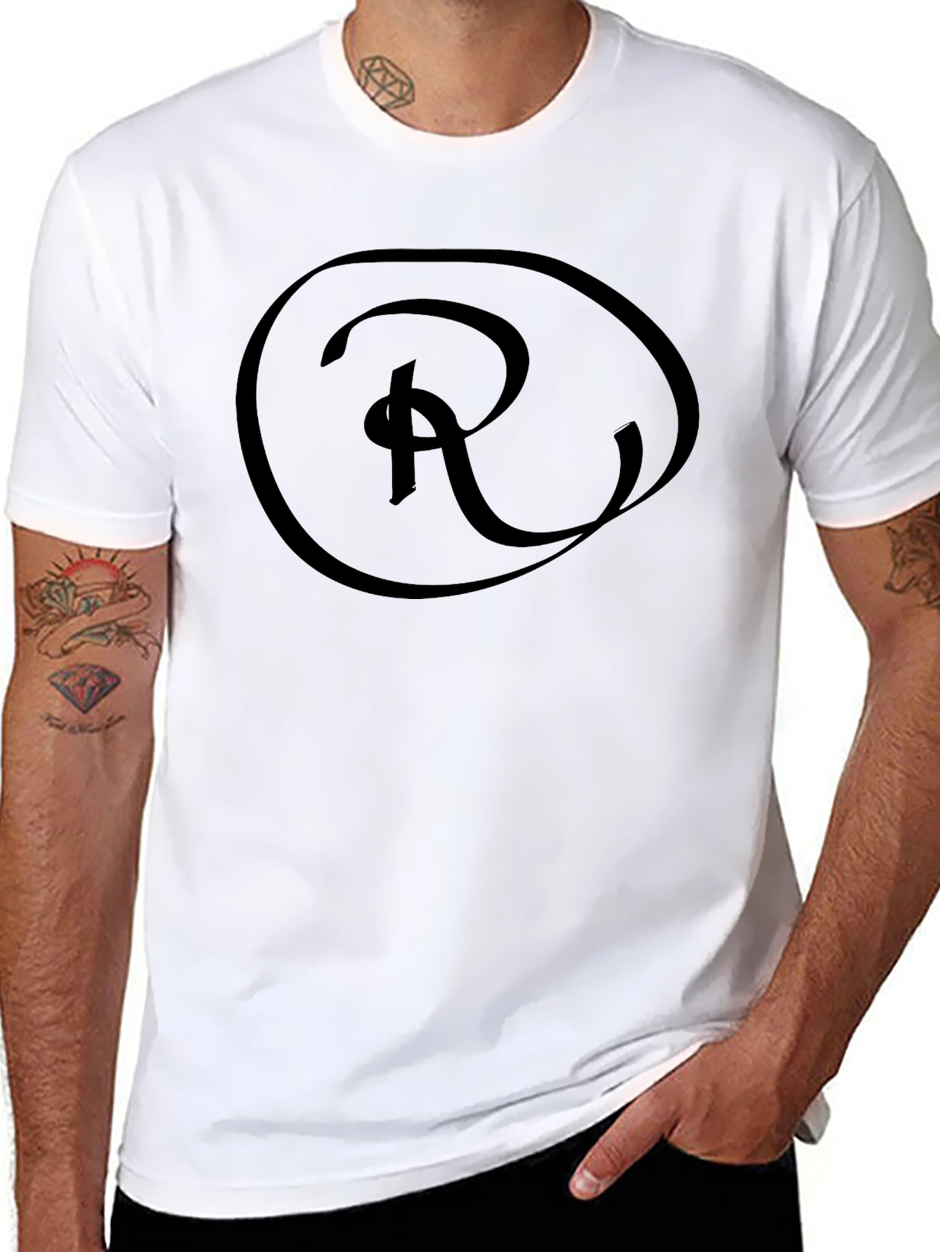 Black Graphic Tee - Stylish R Logo