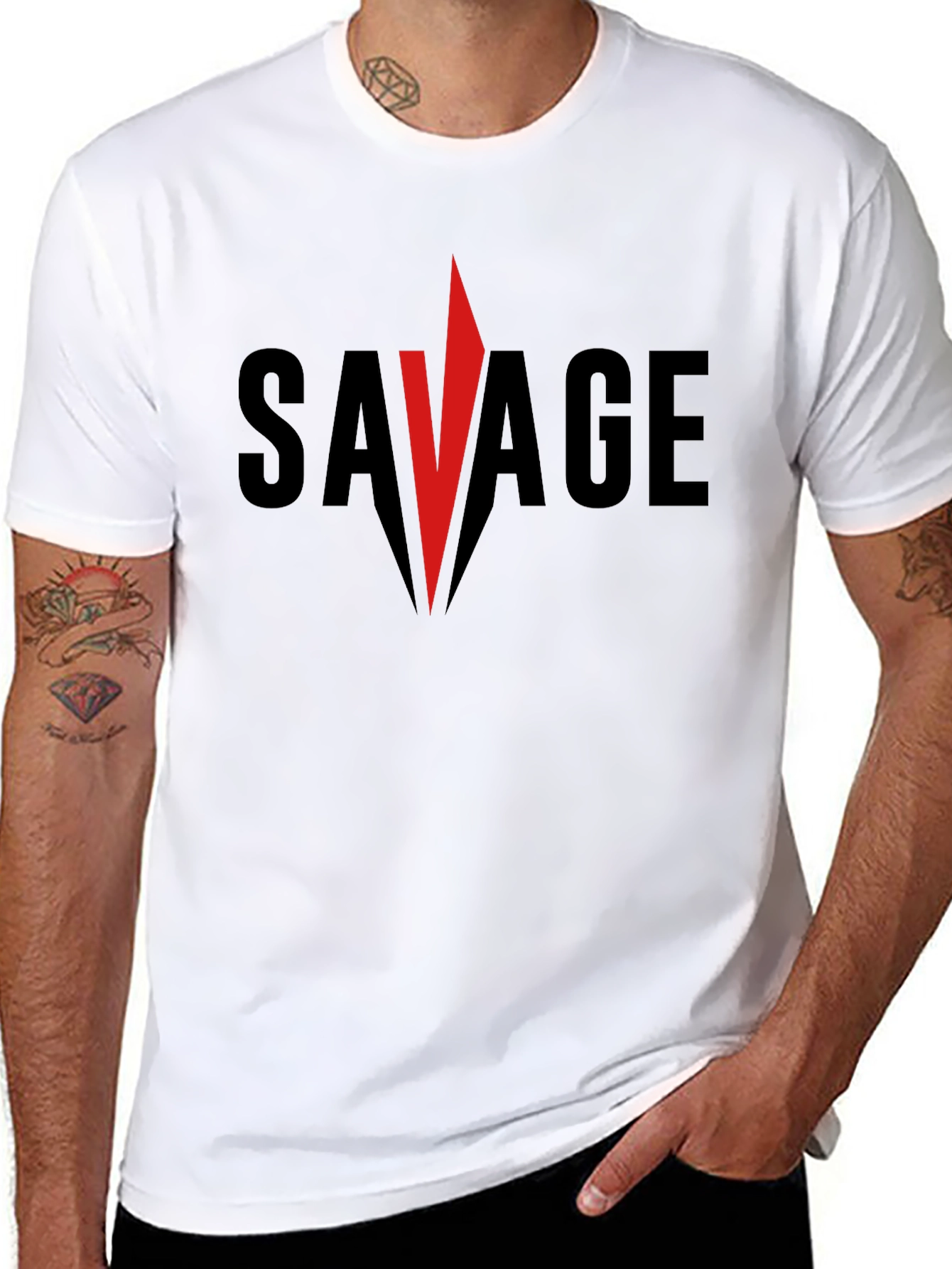 Savage Graphic Tee - Bold Red Accent