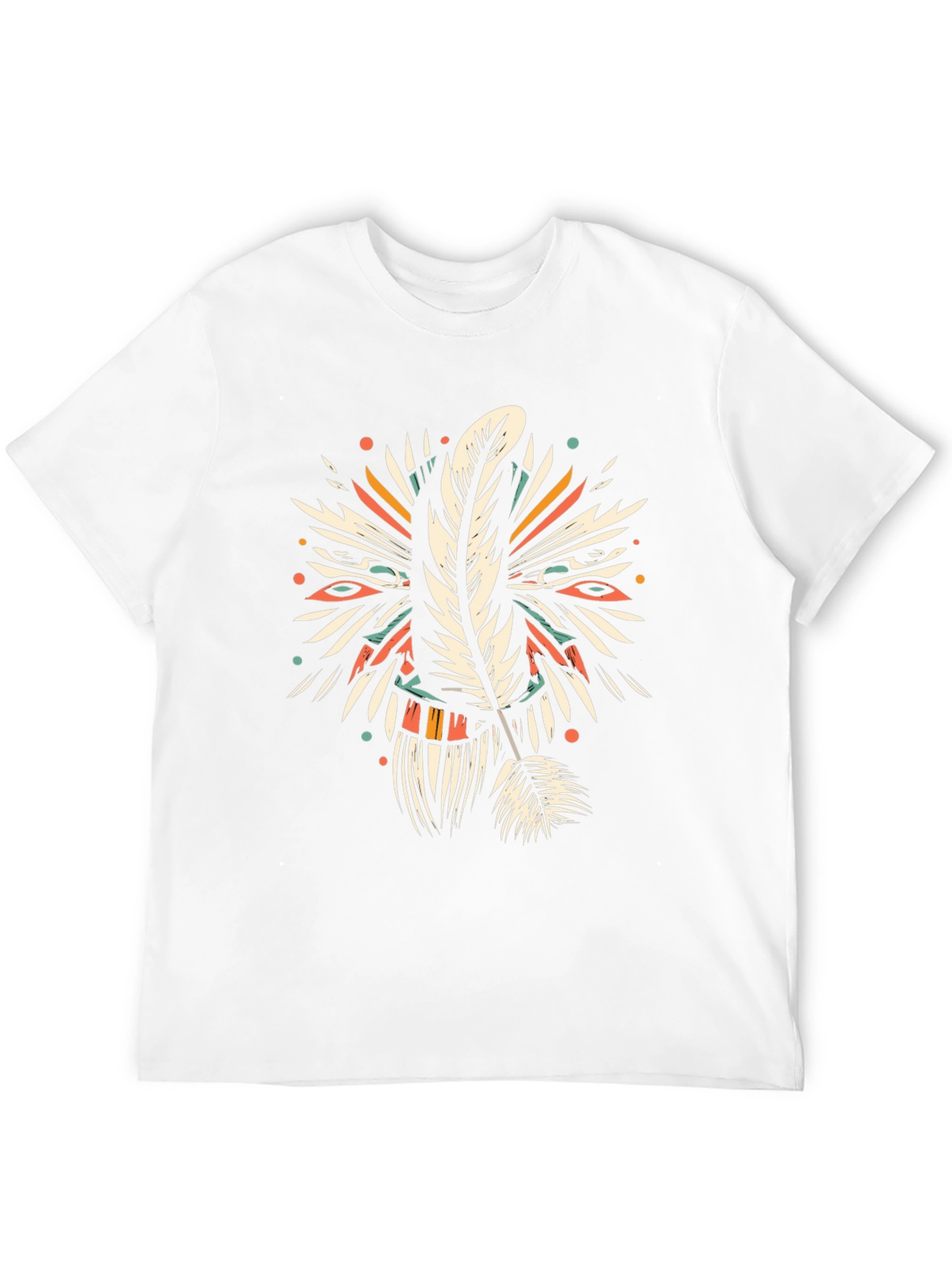 Feather Graphic T-Shirt - Unique Tribal Design