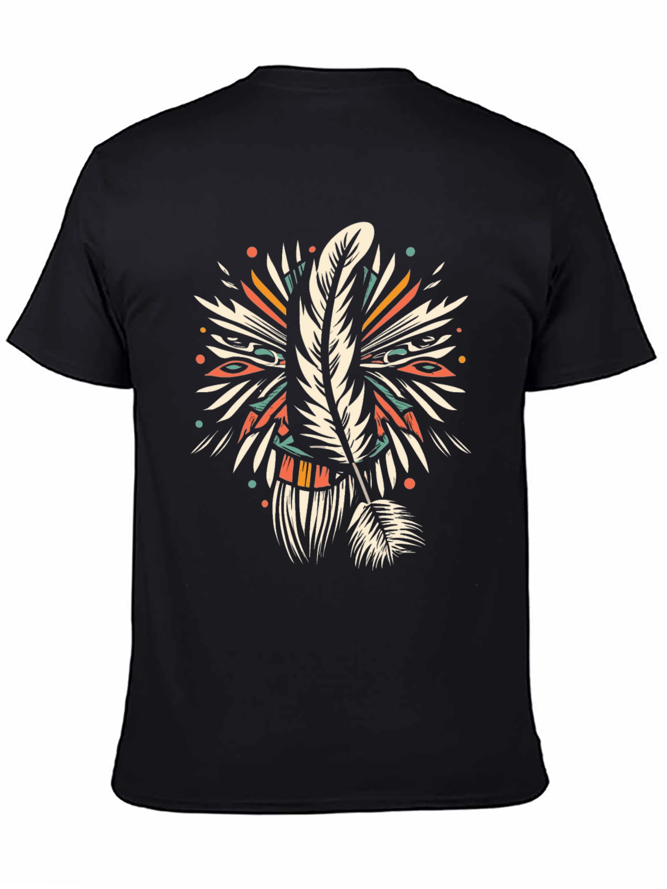 Feather Graphic T-Shirt - Unique Tribal Design
