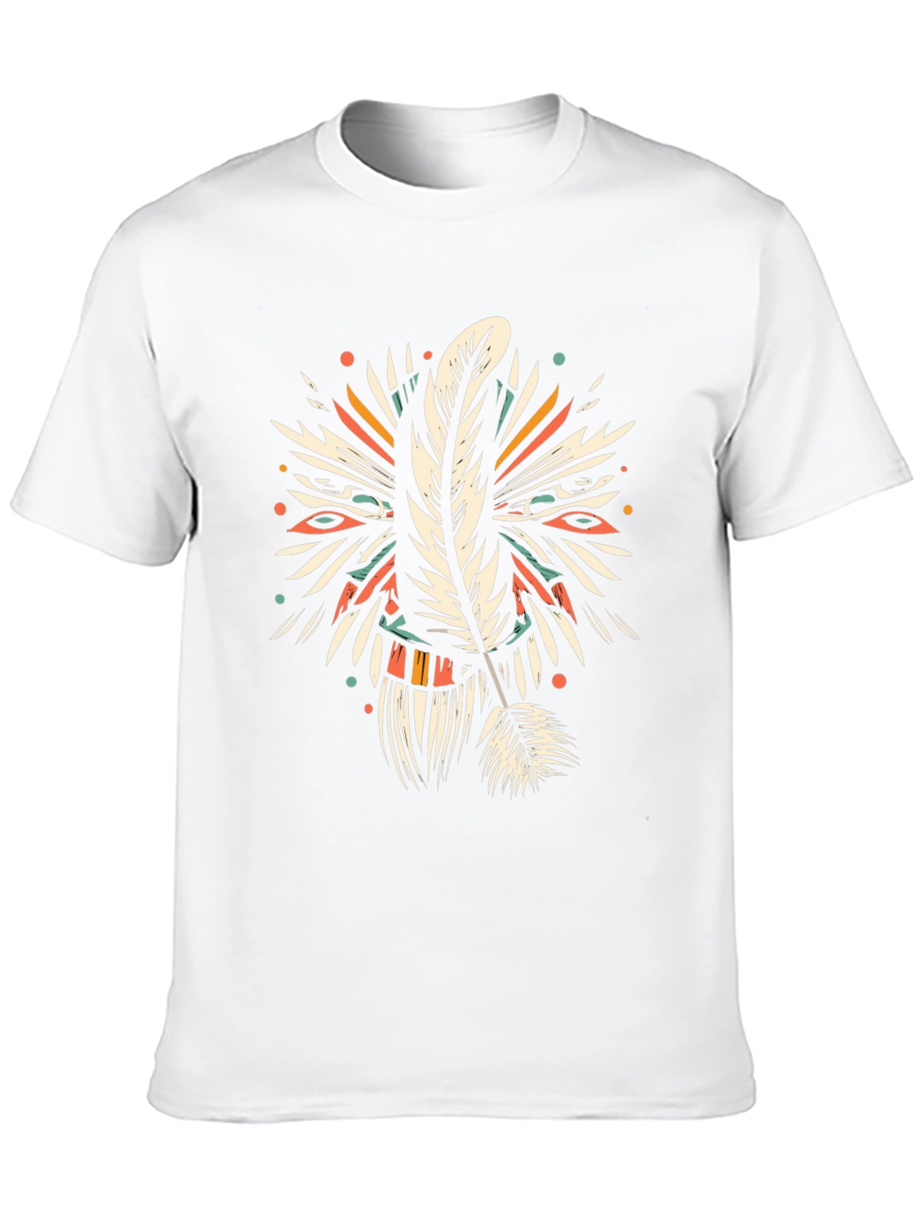 Feather Graphic T-Shirt - Unique Tribal Design