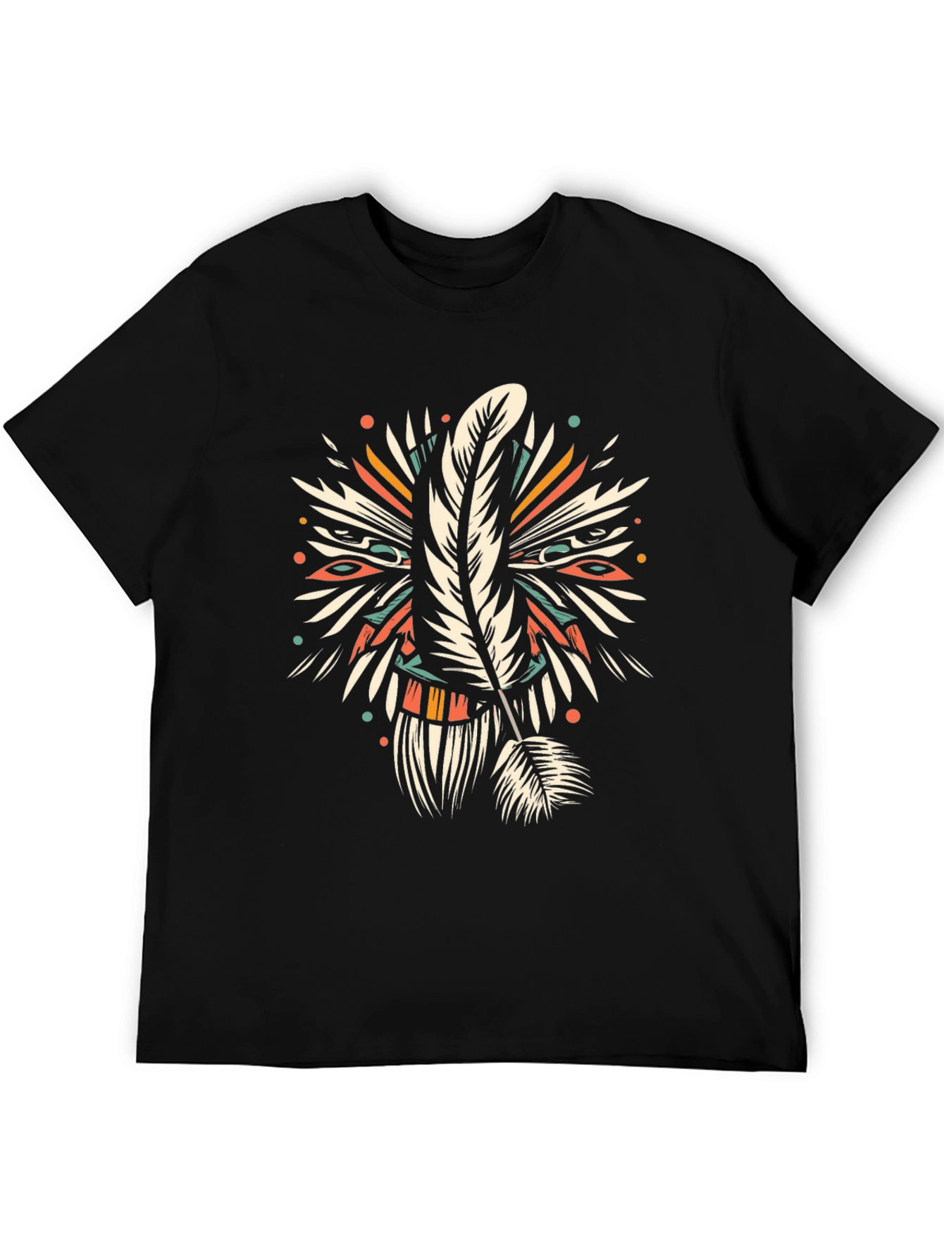 Feather Graphic T-Shirt - Unique Tribal Design