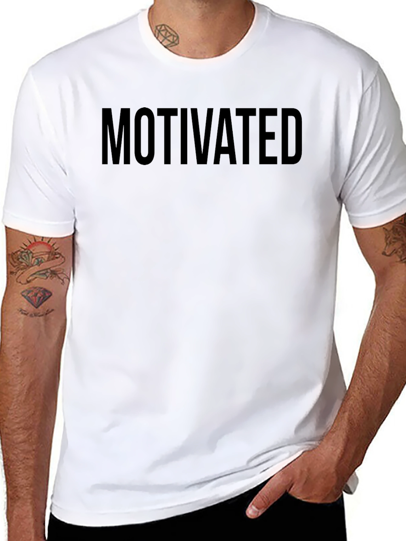 Motivated Black Graphic Tee - Crew Neck Casual Style