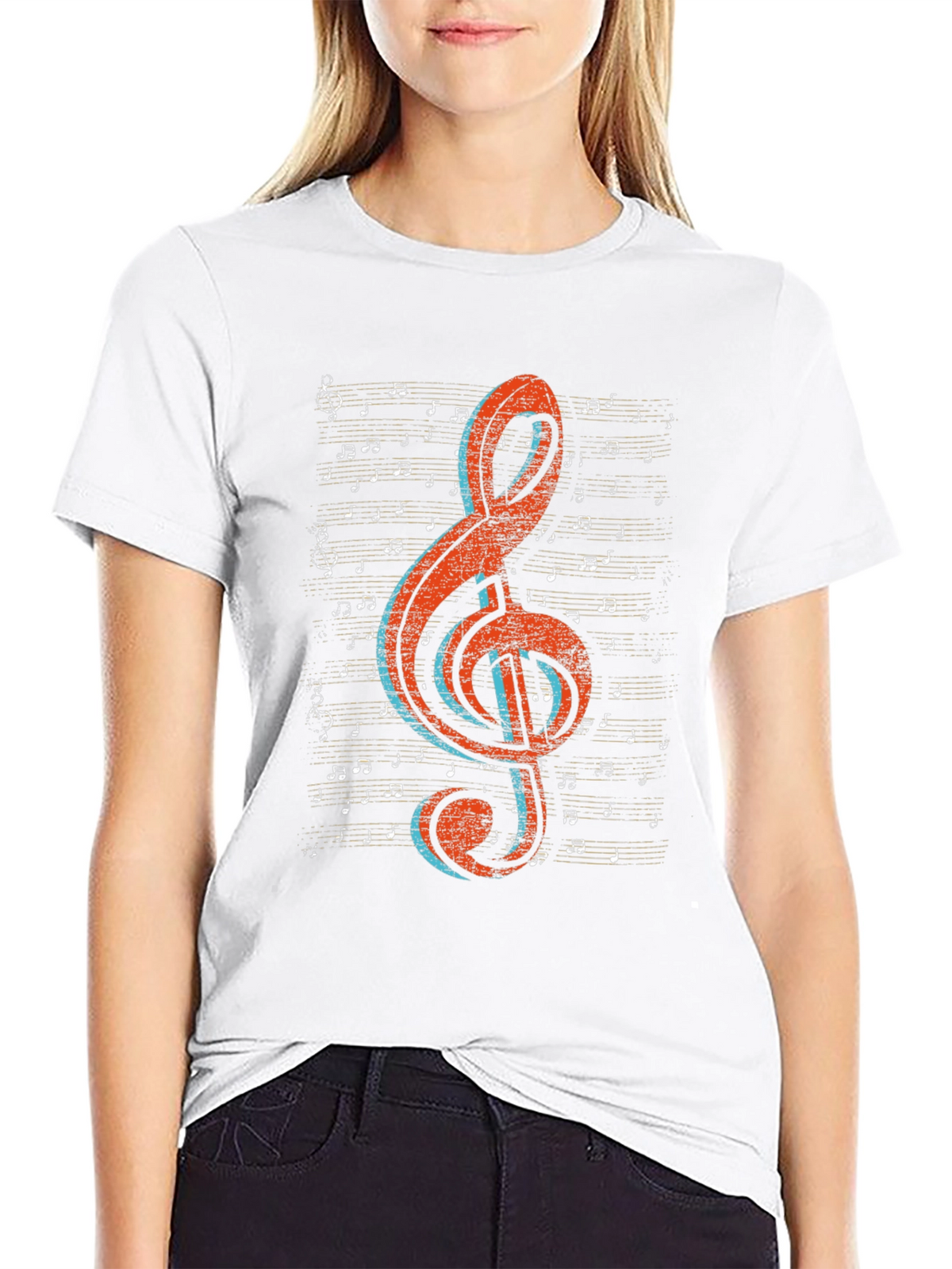 Music Note Graphic Tee - Treble Clef Design