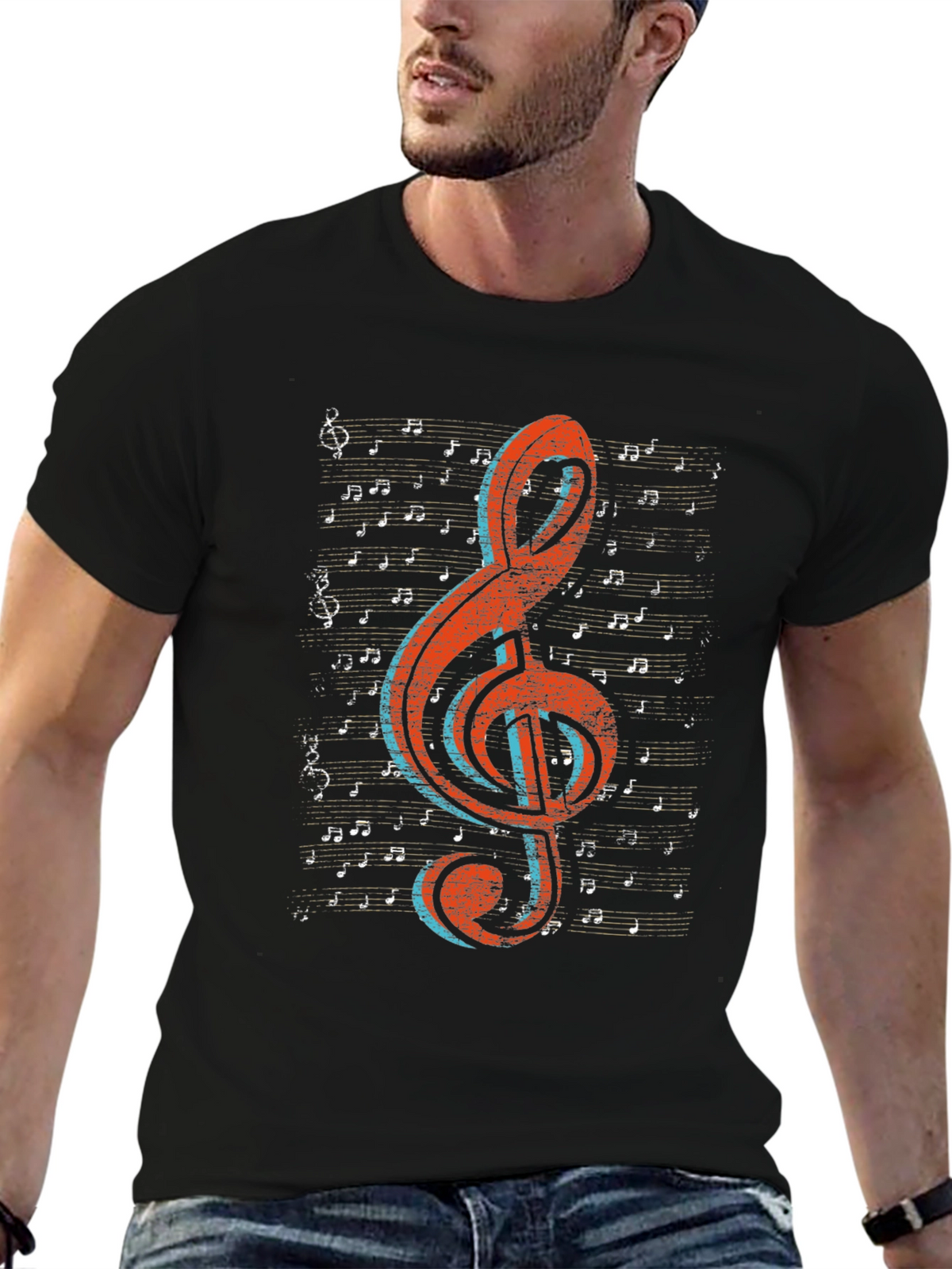 Music Note Graphic Tee - Treble Clef Design