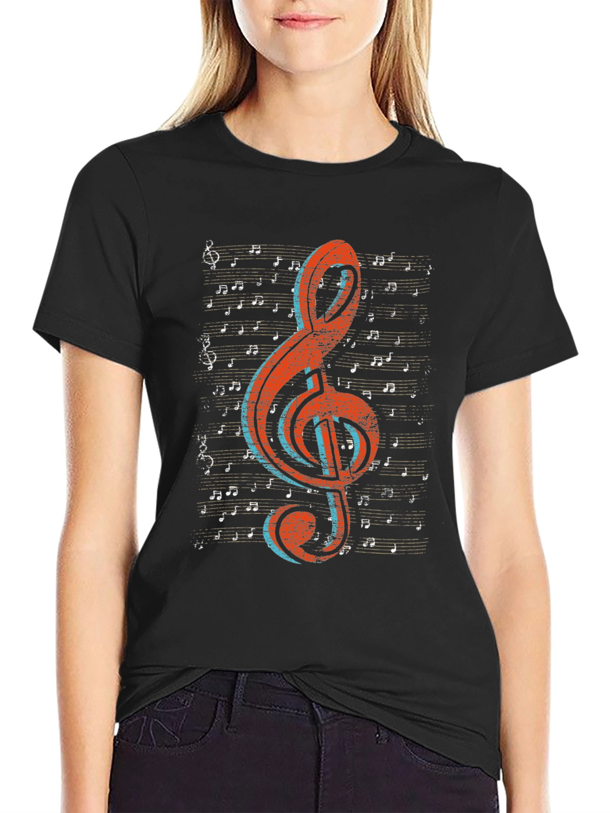Music Note Graphic Tee - Treble Clef Design