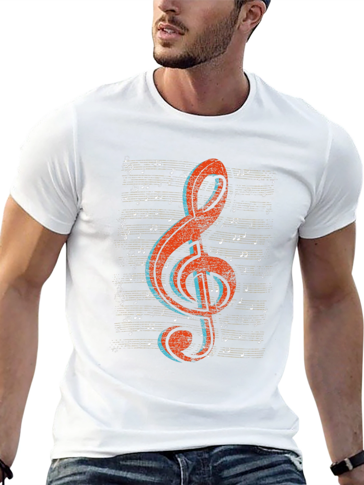 Music Note Graphic Tee - Treble Clef Design