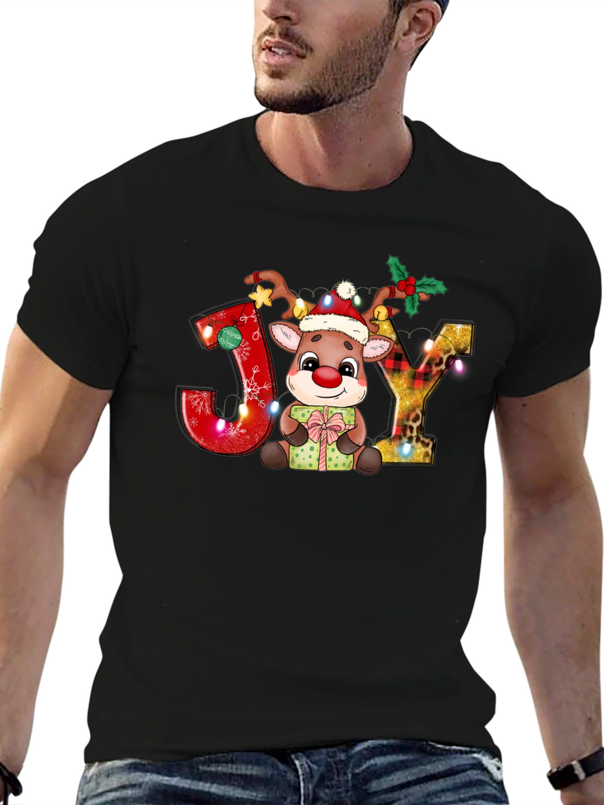 Festive Reindeer Joy Holiday Tee