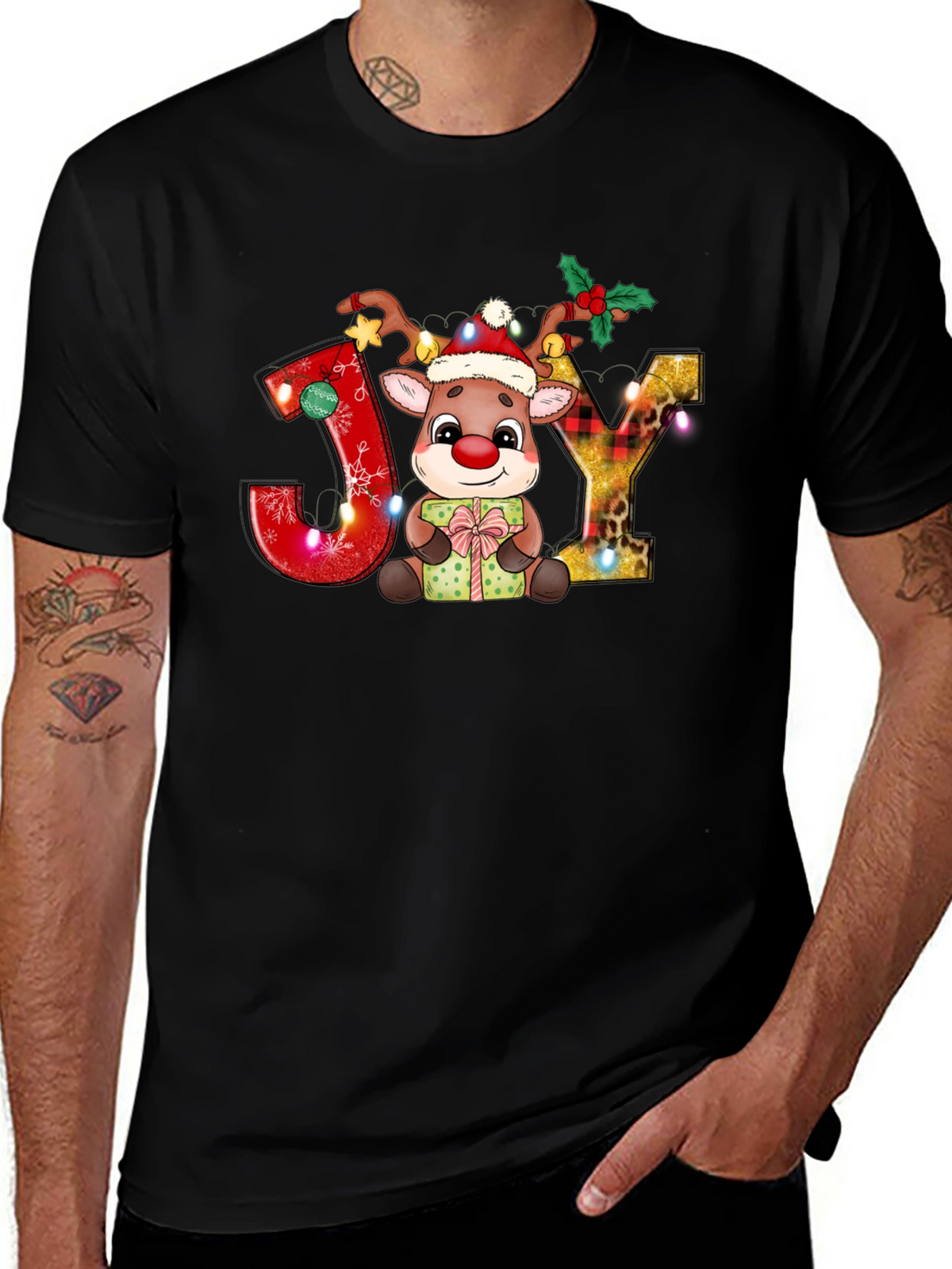 Festive Reindeer Joy Holiday Tee