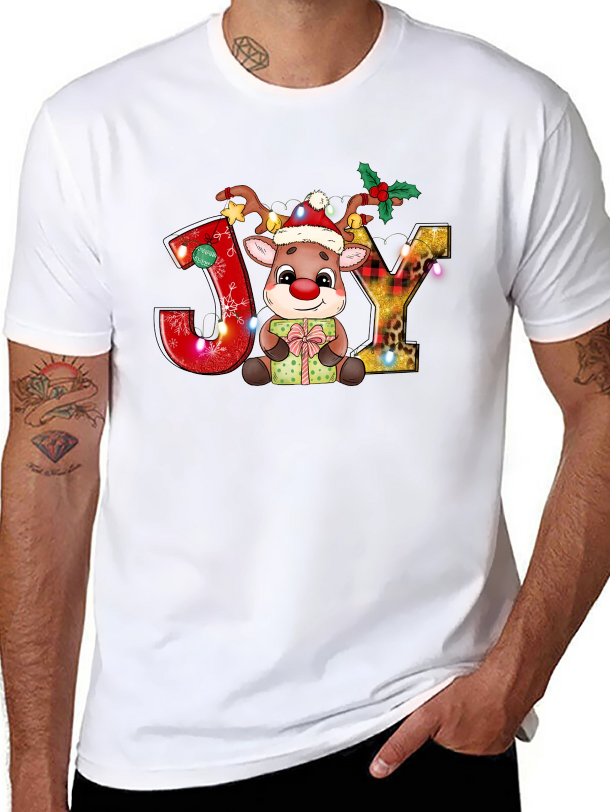 Festive Reindeer Joy Holiday Tee