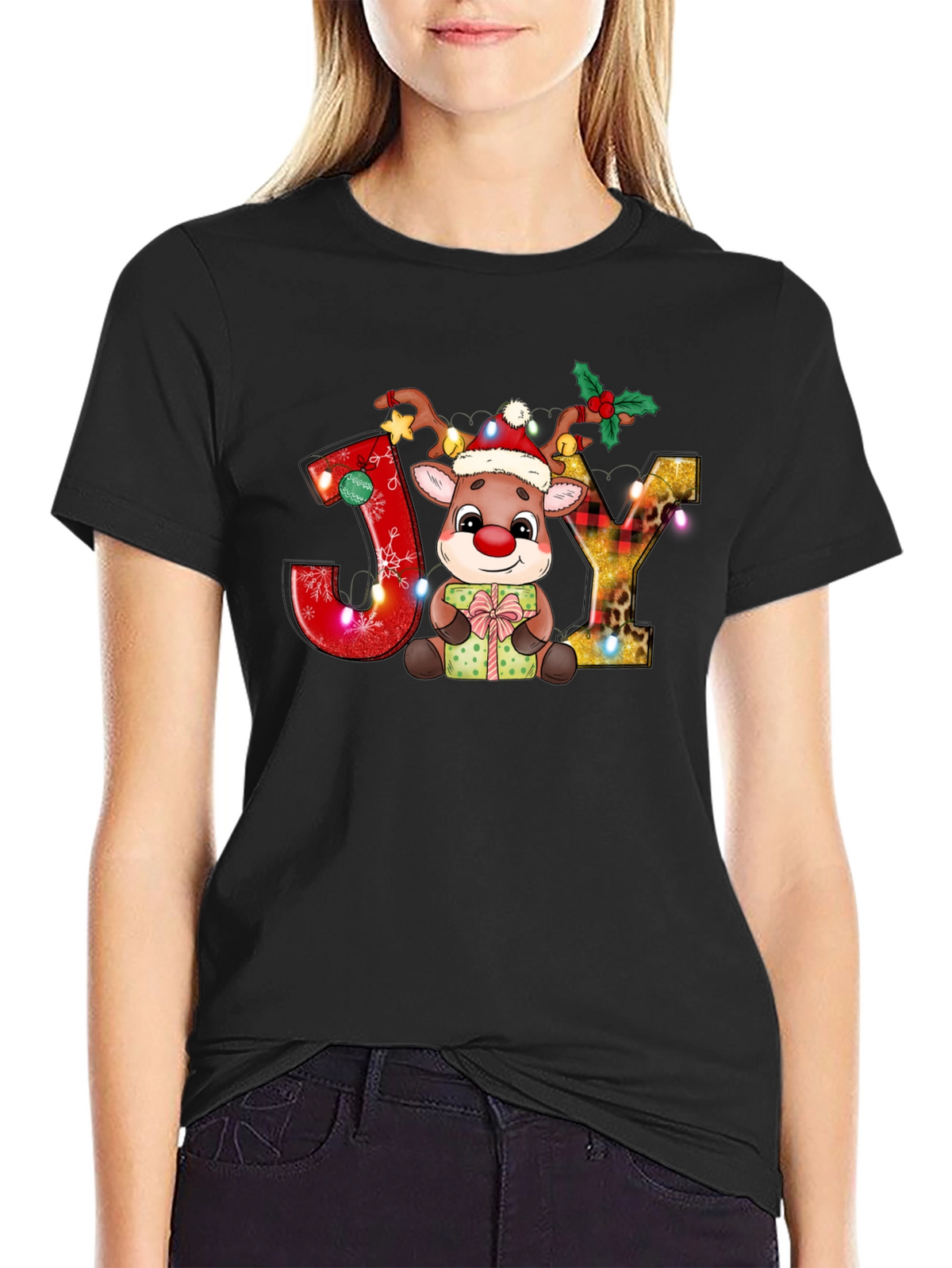 Festive Reindeer Joy Holiday Tee
