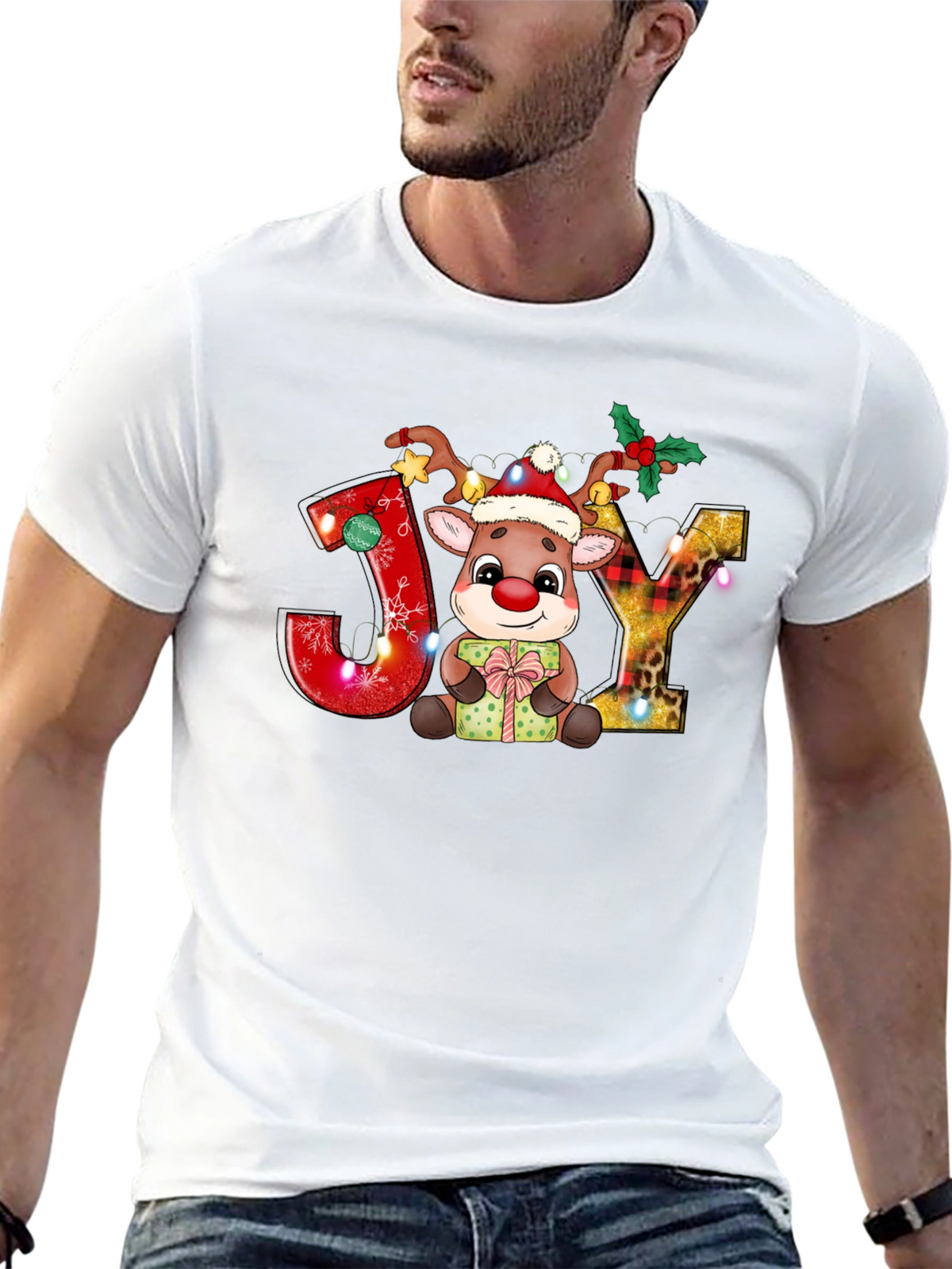 Festive Reindeer Joy Holiday Tee