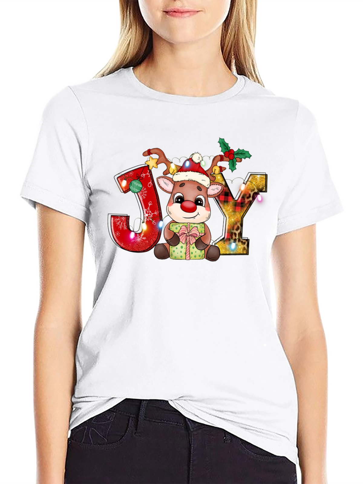Festive Reindeer Joy Holiday Tee