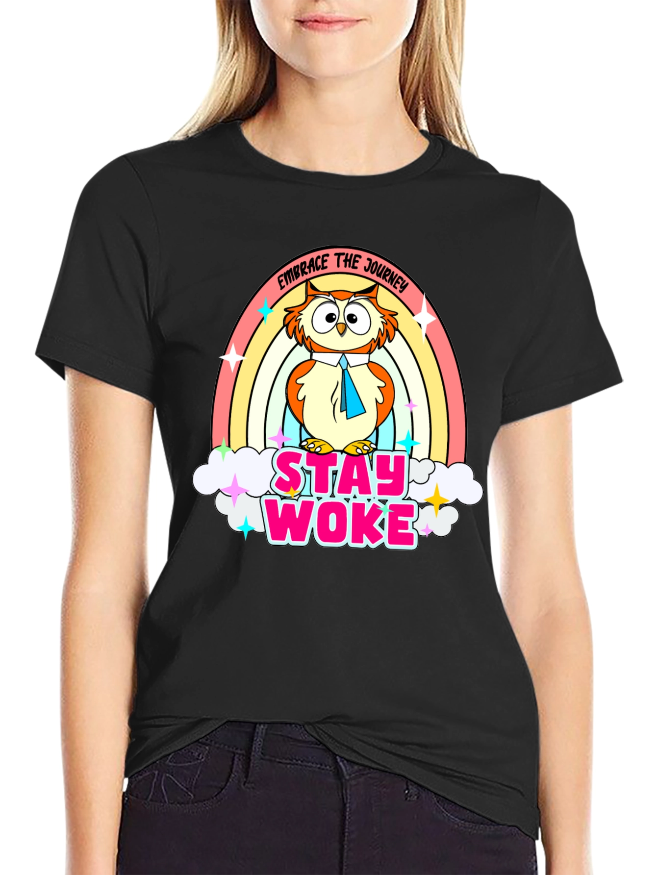Stay Woke Owl Rainbow T-Shirt