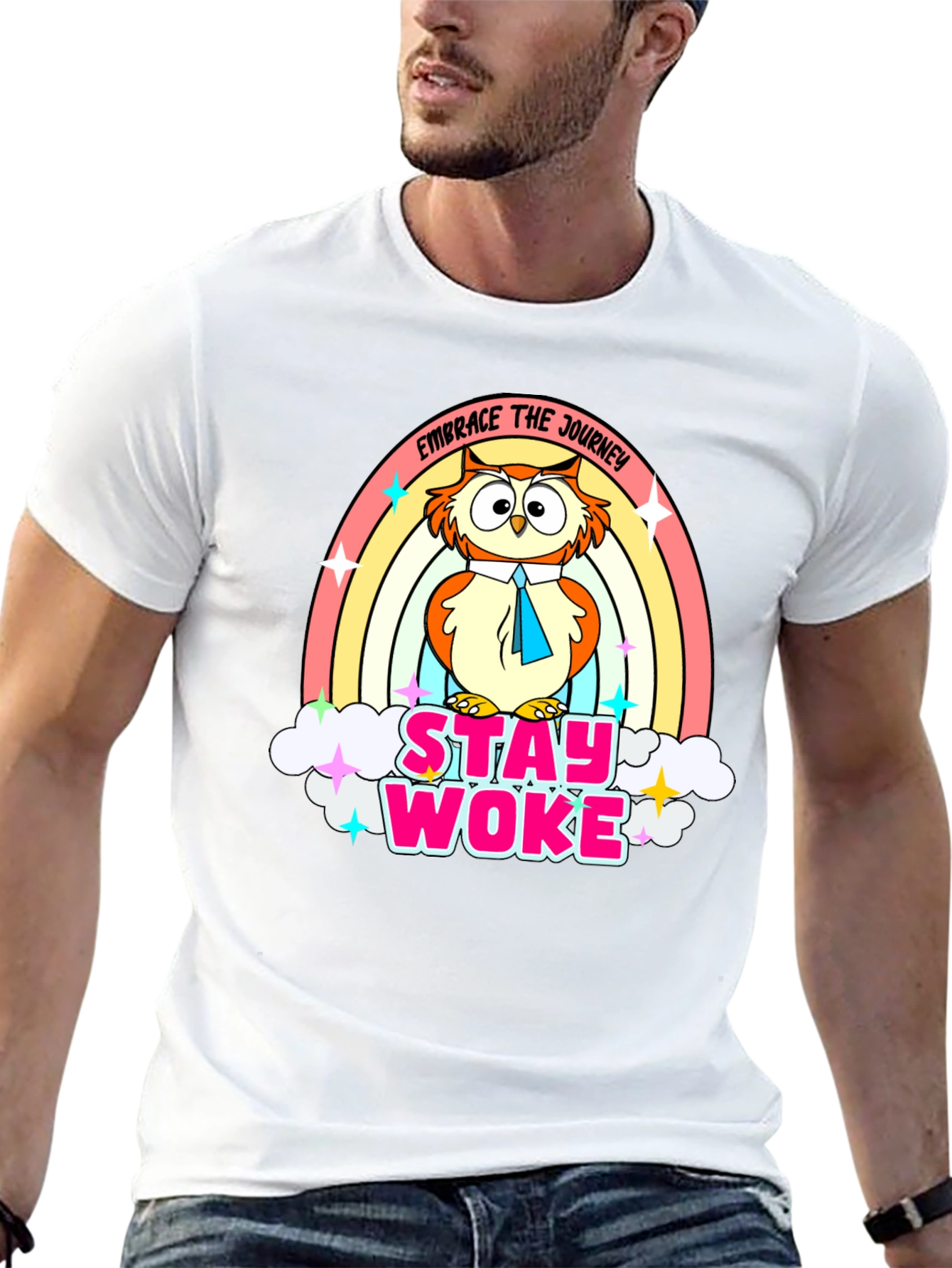 Stay Woke Owl Rainbow T-Shirt