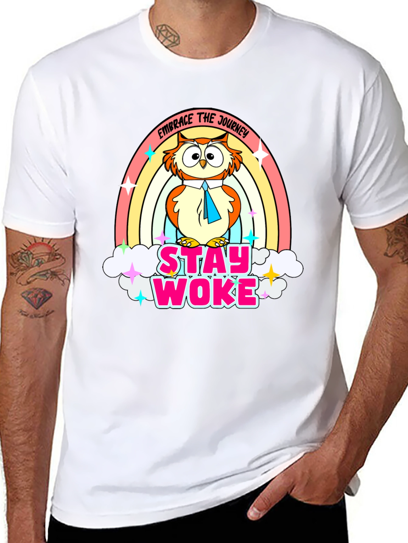 Stay Woke Owl Rainbow T-Shirt