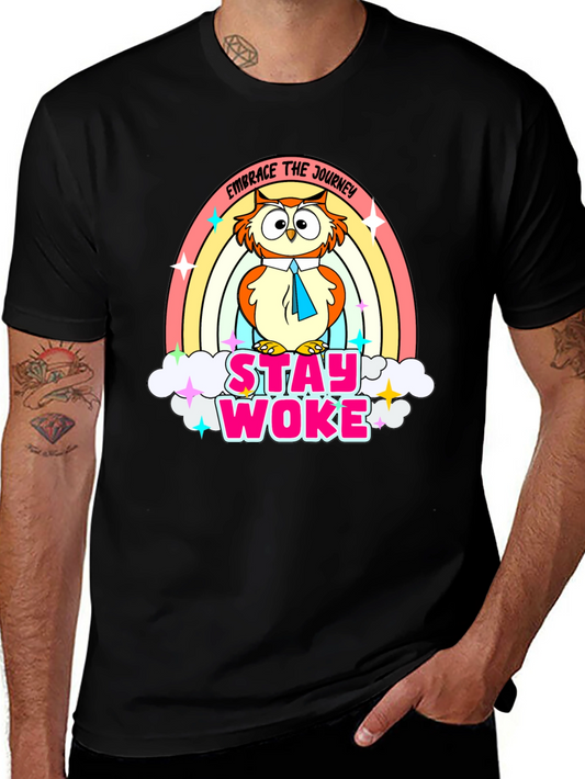 Stay Woke Owl Rainbow T-Shirt