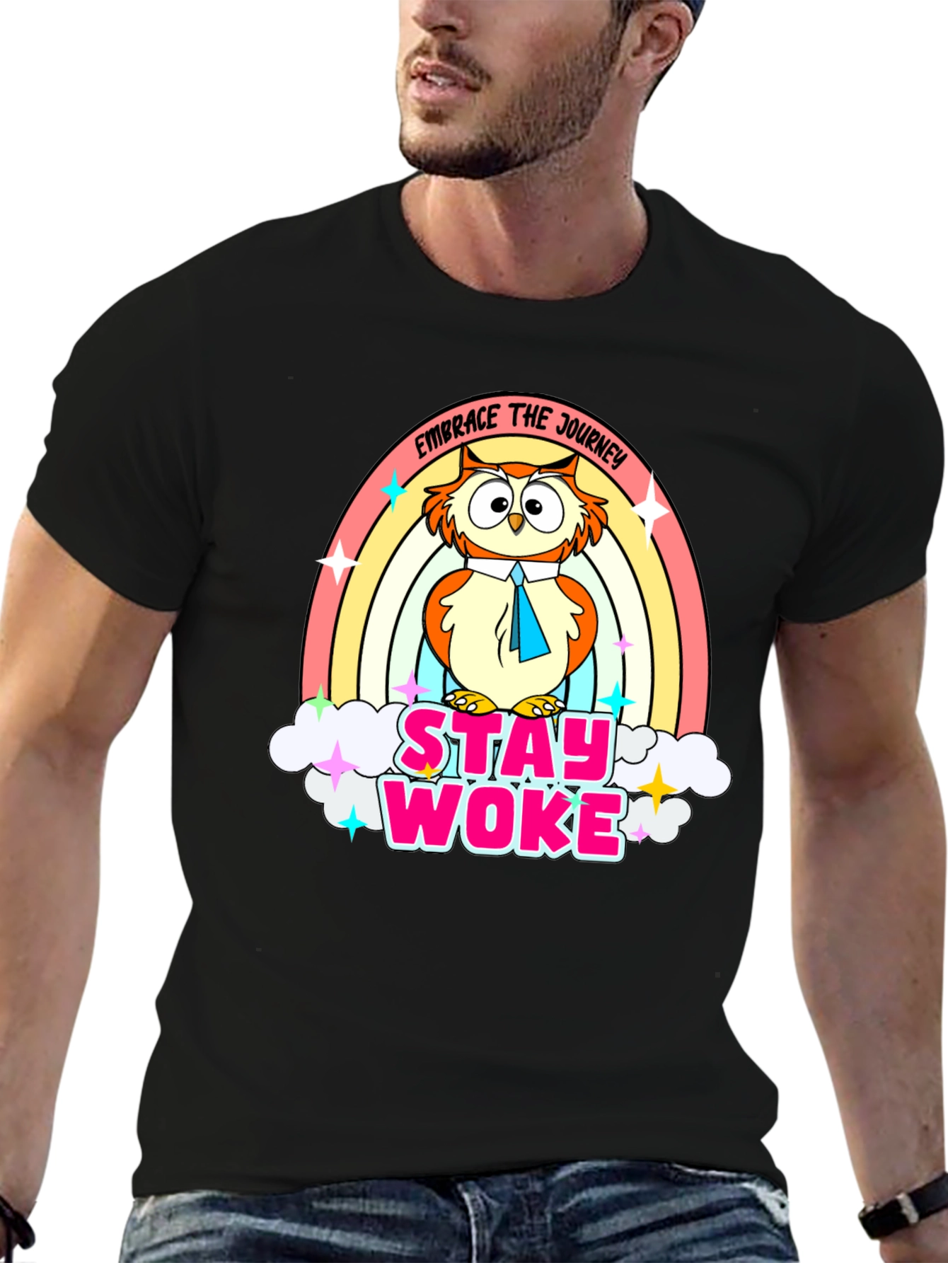 Stay Woke Owl Rainbow T-Shirt