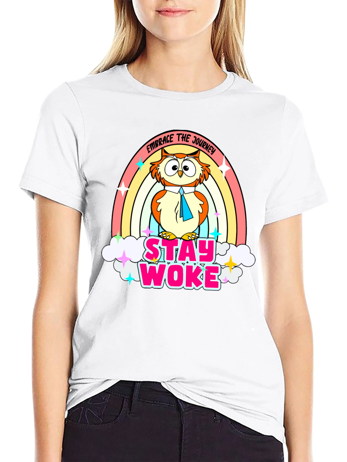 Stay Woke Owl Rainbow T-Shirt