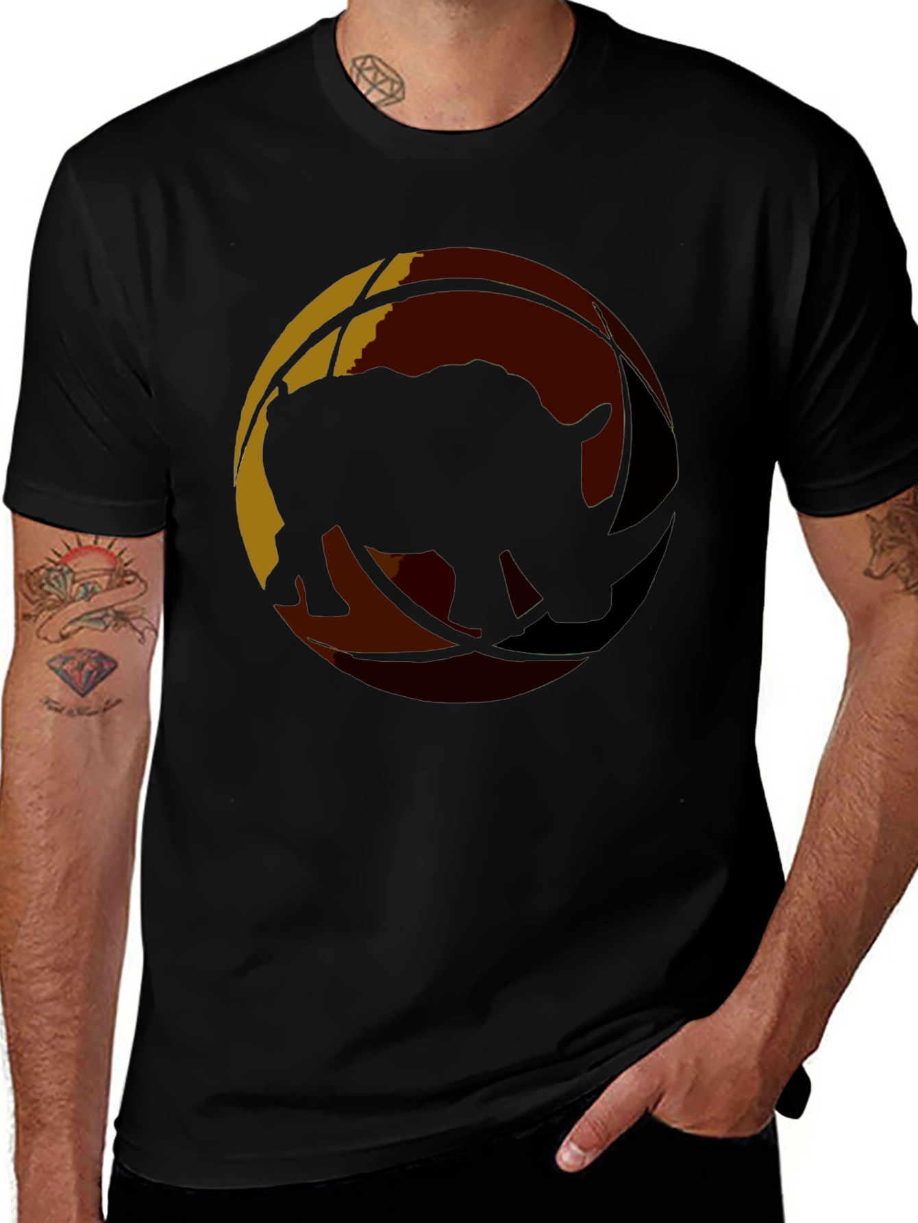 Rhino Silhouette Graphic Black T-Shirt