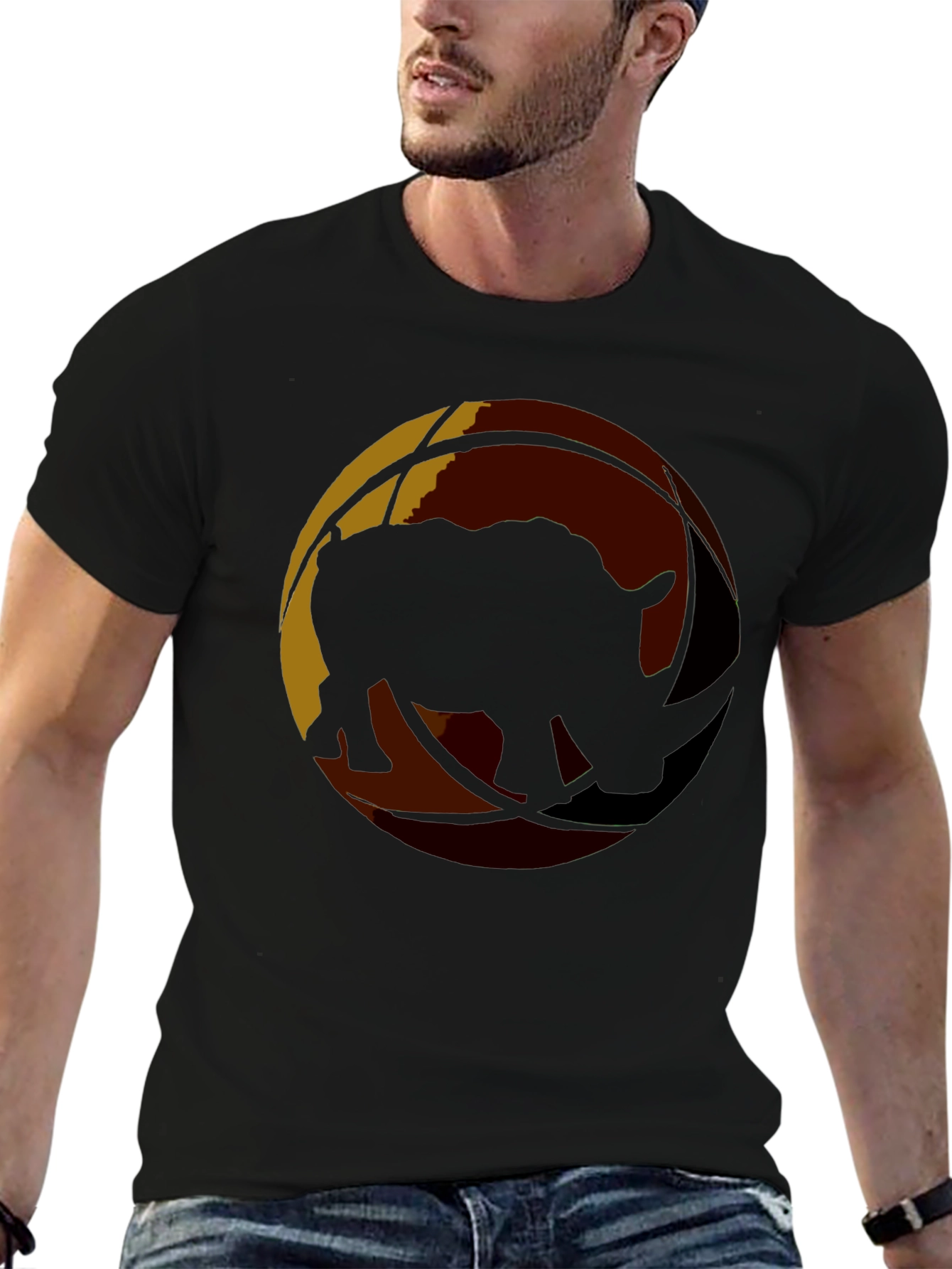 Rhino Silhouette Graphic Black T-Shirt
